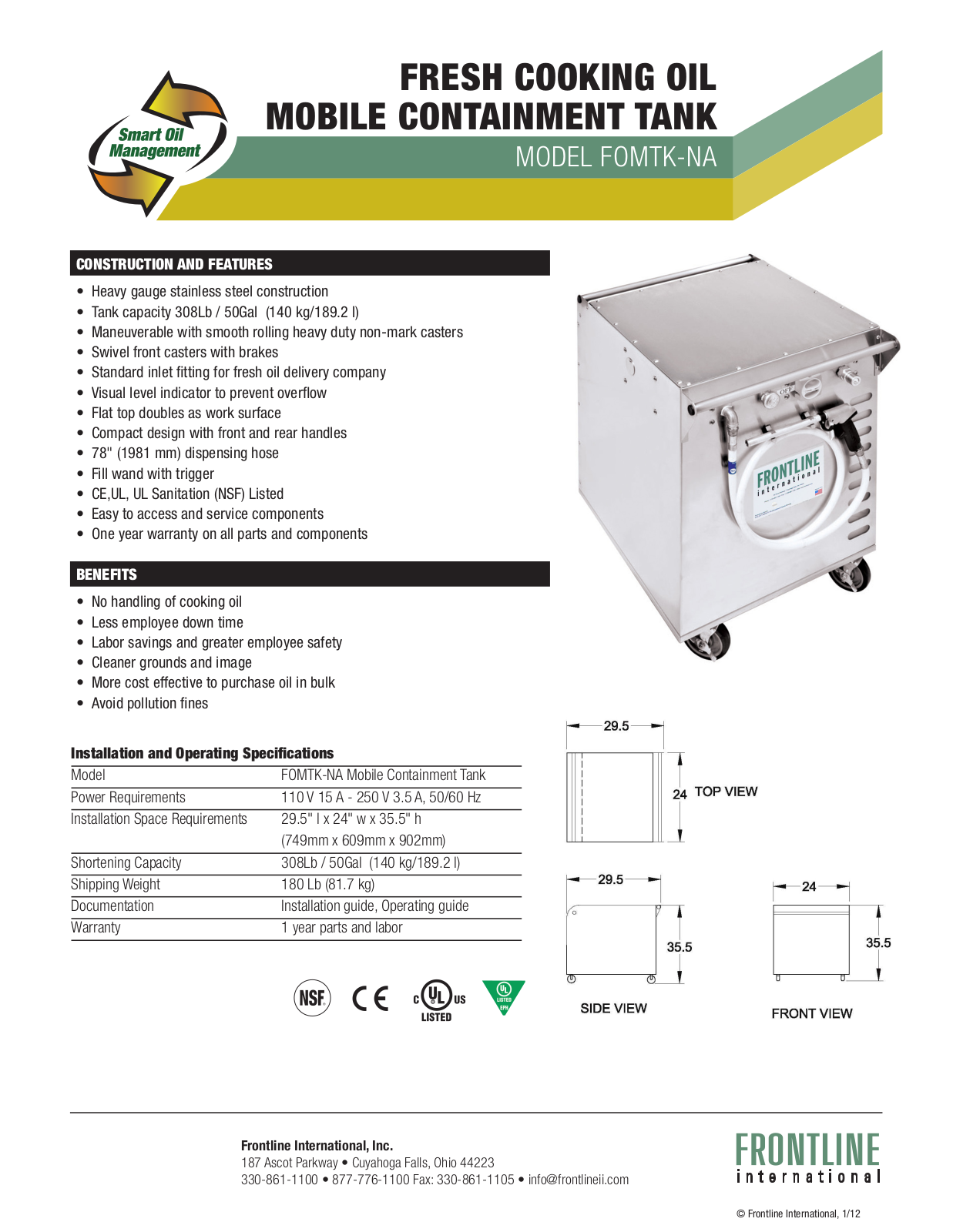 Frontline FOMTK-NA User Manual