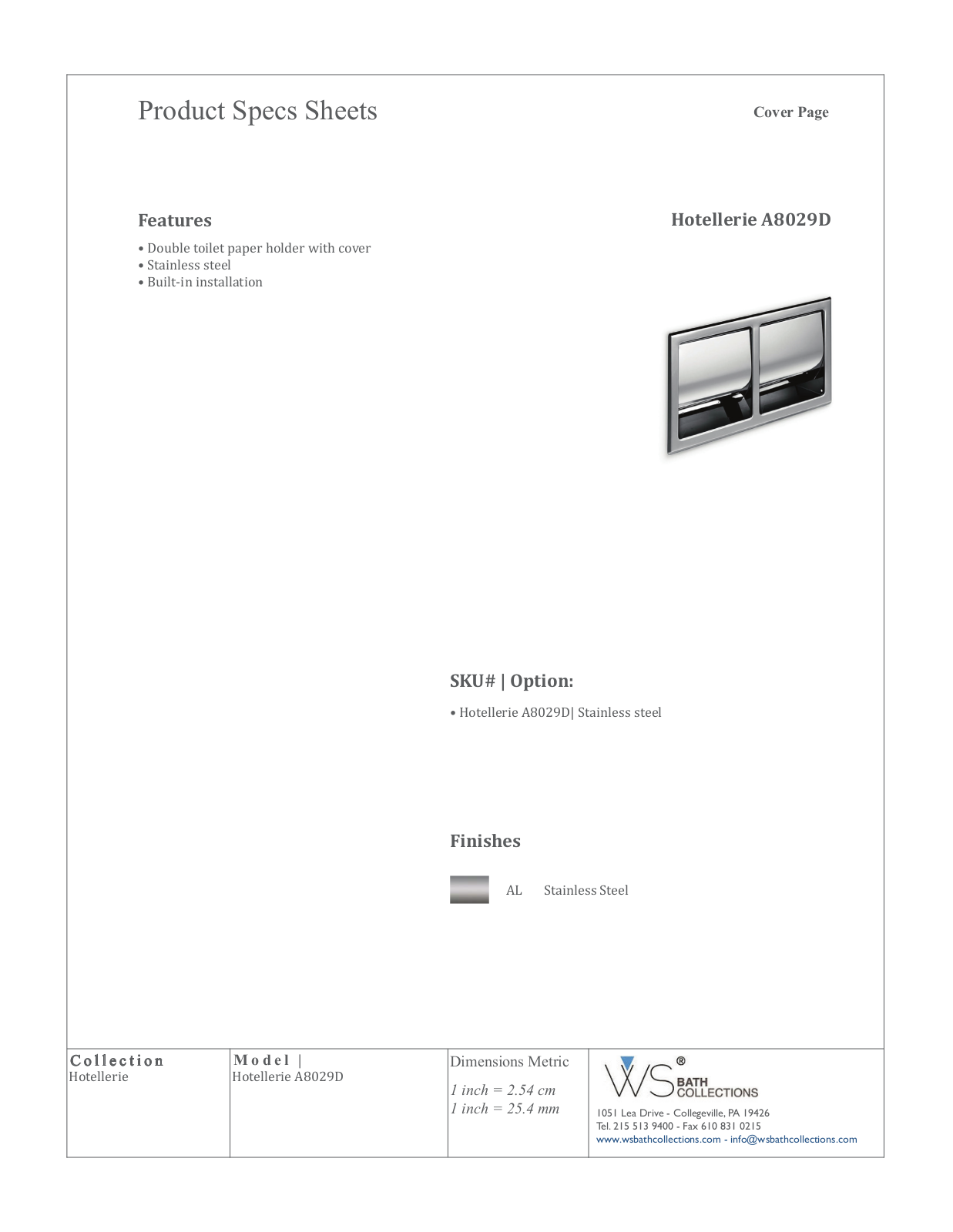 WS Bath Collections WSO3125 Specifications - ManualMachine.com