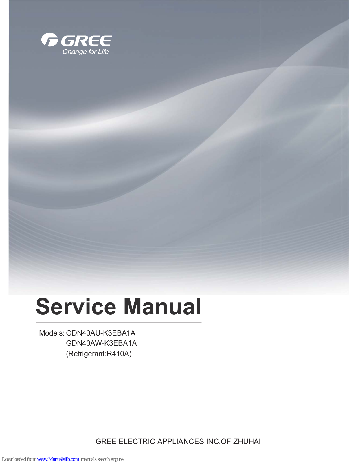 Gree GDN40AU-K3EBA1A, GDN40AW-K3EBA1A Service Manual