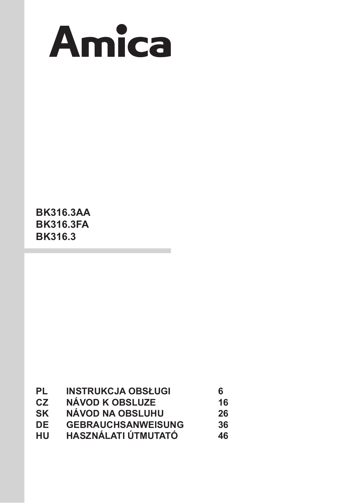 Amica BK 316.3 User Manual