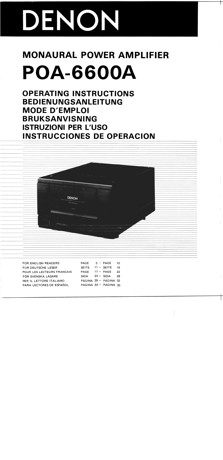 Denon POA-6600A Owner's Manual