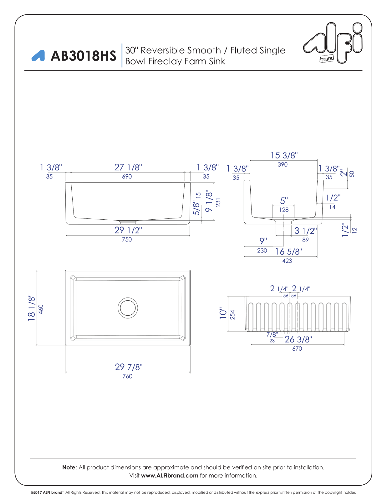 Alfi AB3018HSW, AB3018HSB Specifications - ManualMachine.com
