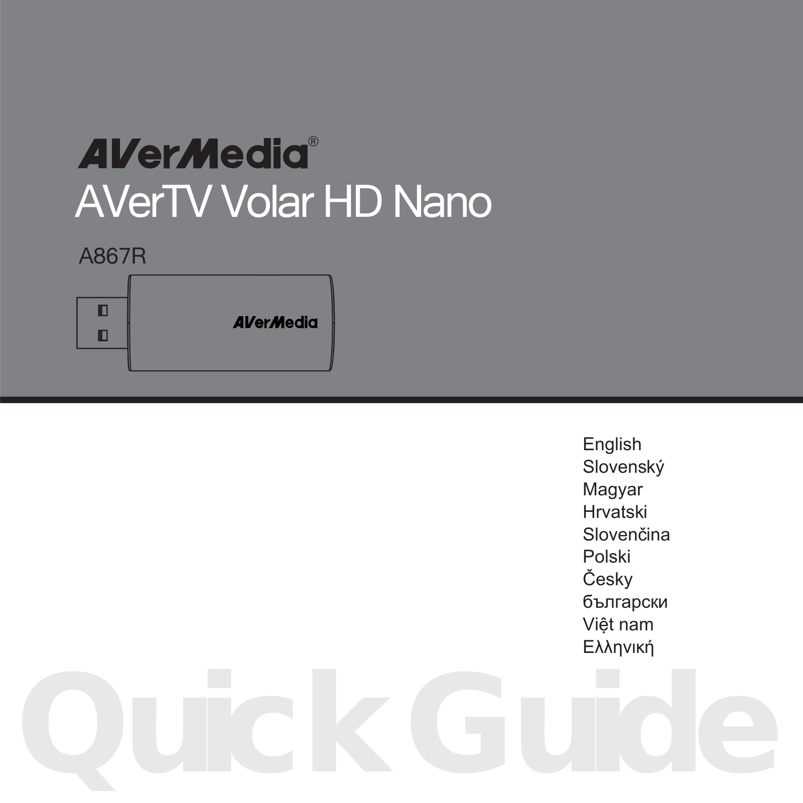 Avermedia A867R, AVerTV Volar HD Nano Quick Manual