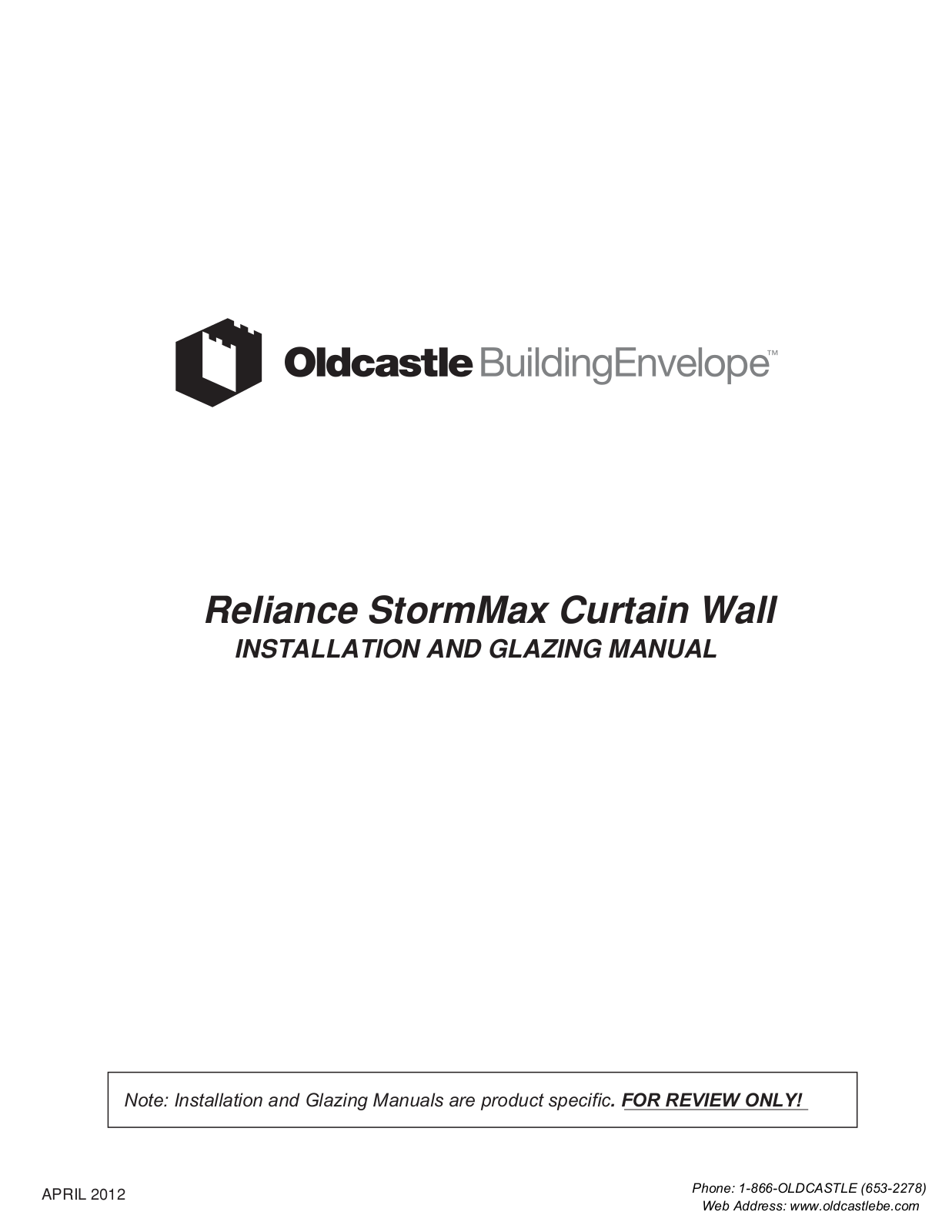 Olldcastlebe Reliance StormMax User Manual