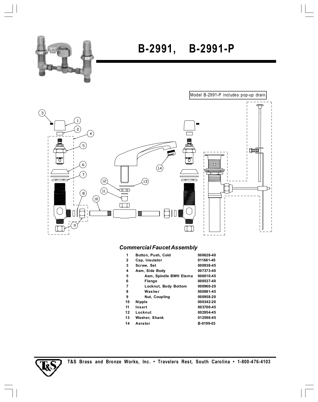 T & S Brass & Bronze Works B-2991 Part Manual