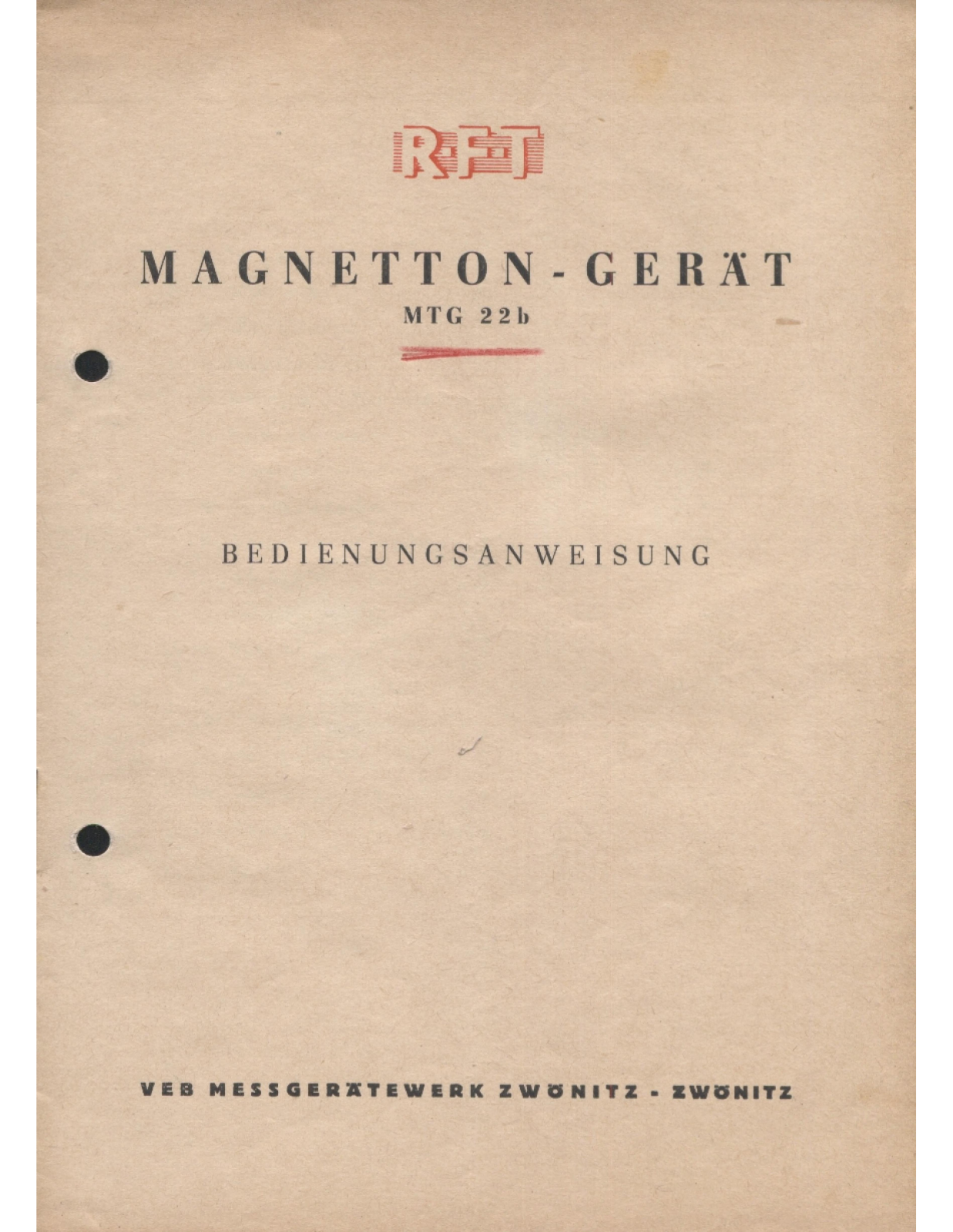 RFT MTG-22b User guide - ManualMachine.com
