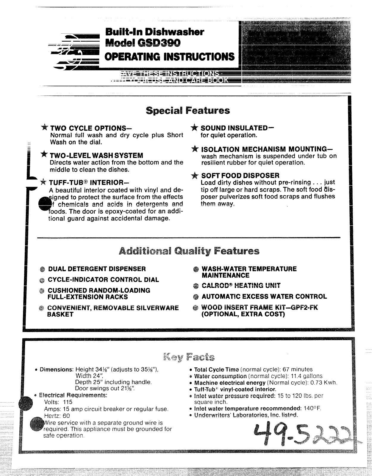 GE GSD390 Operating Instructions - ManualMachine.com