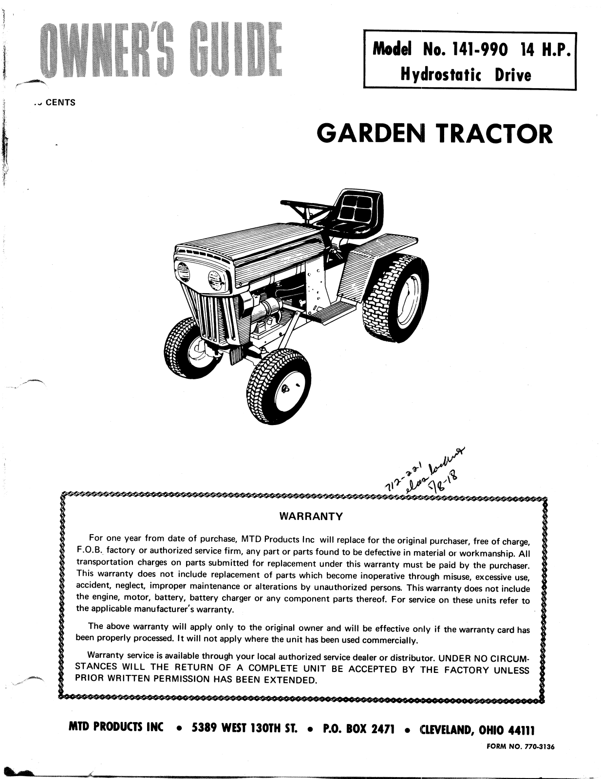 MTD 141-990 User Manual