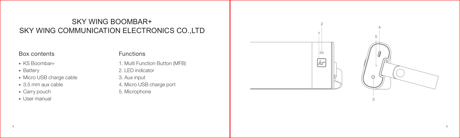 SKY WING Communication Electronics BOOMBAR User Manual