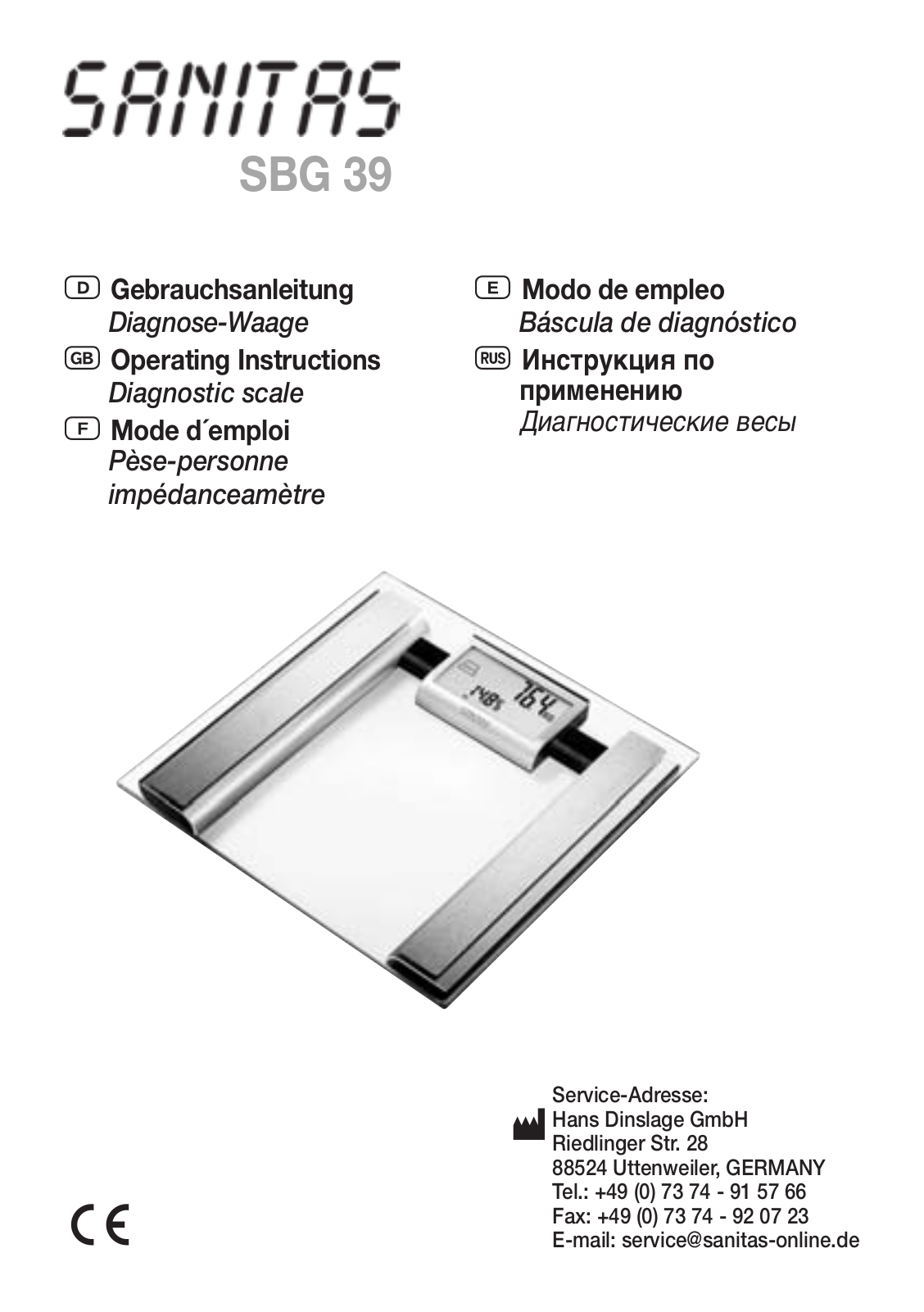 Sanitas SBG 39 User Manual