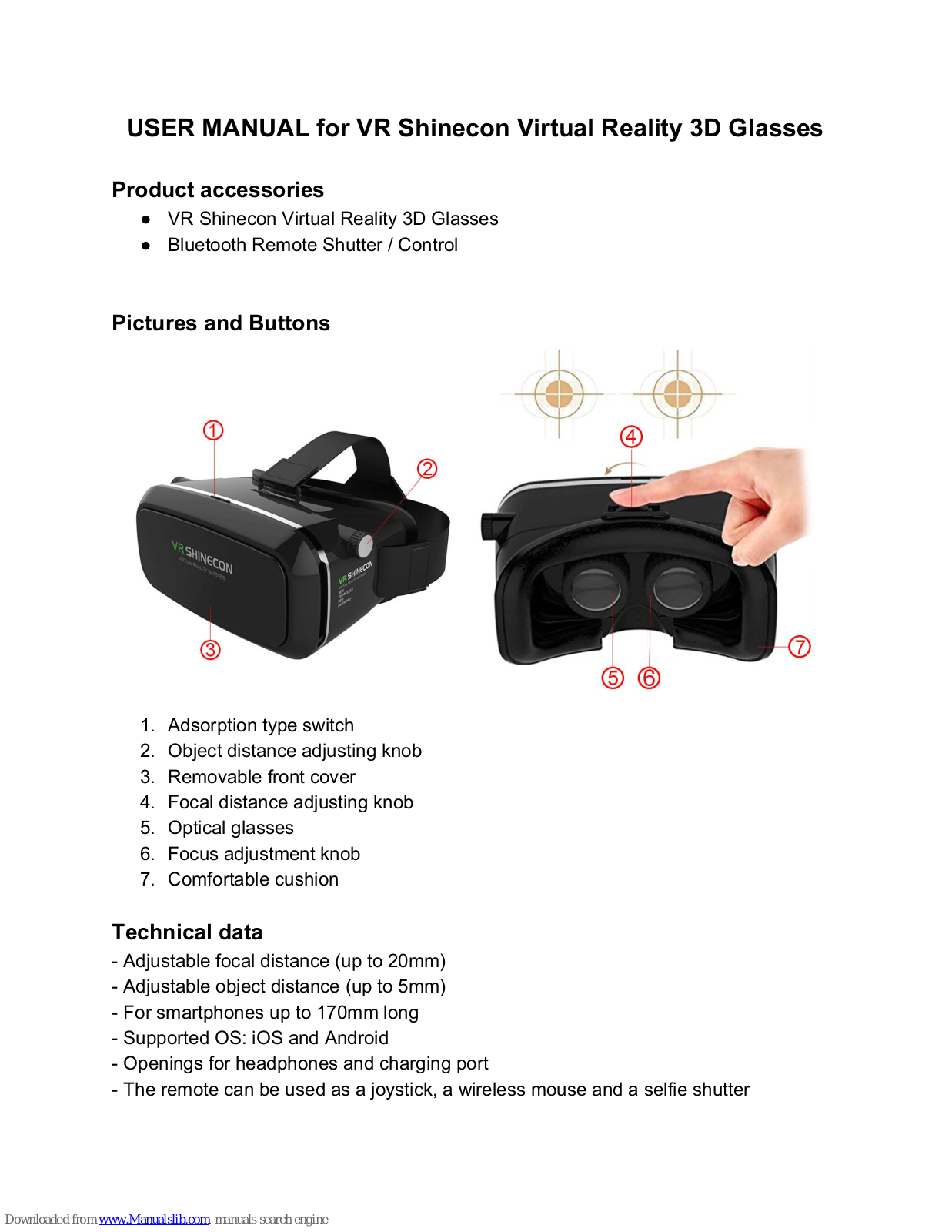 VR Shinecon G01 User Manual