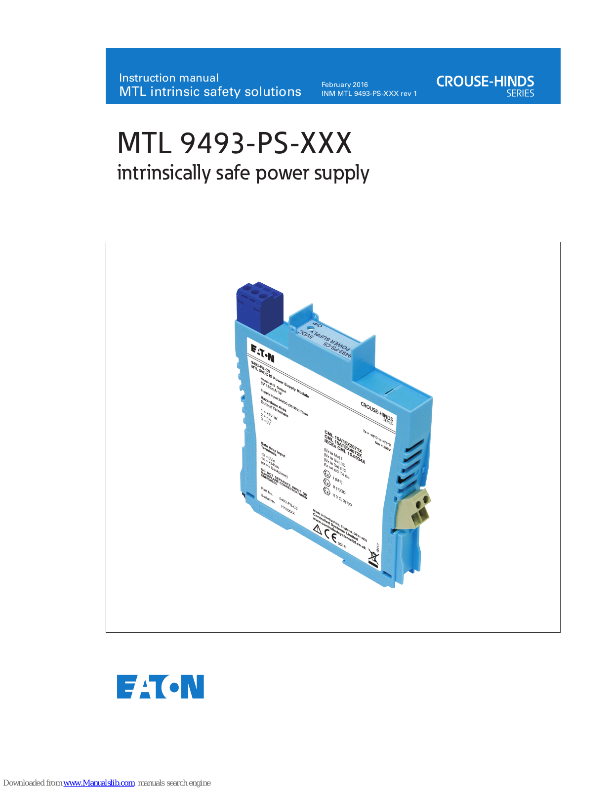 Eaton MTL 9493-PS-XXX Instruction Manual