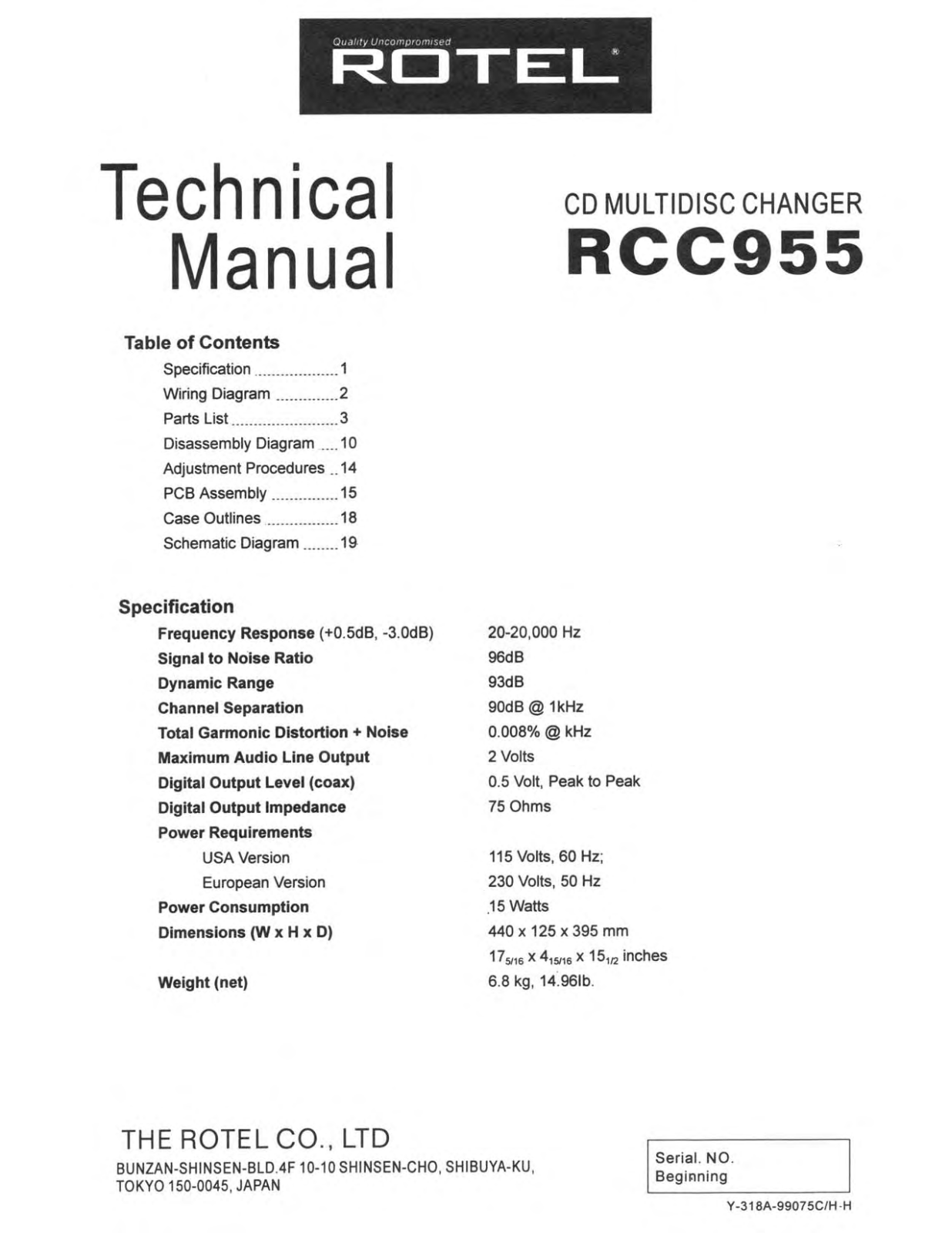 Rotel RCC-955 Service manual