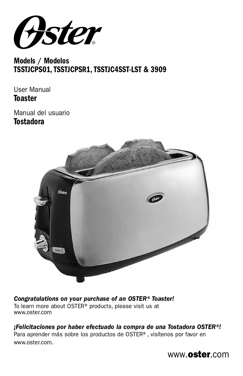 Oster TSSTJC4SST-LST, TSSTJCPSR1, TSSTJCPS01, 3909 User Manual