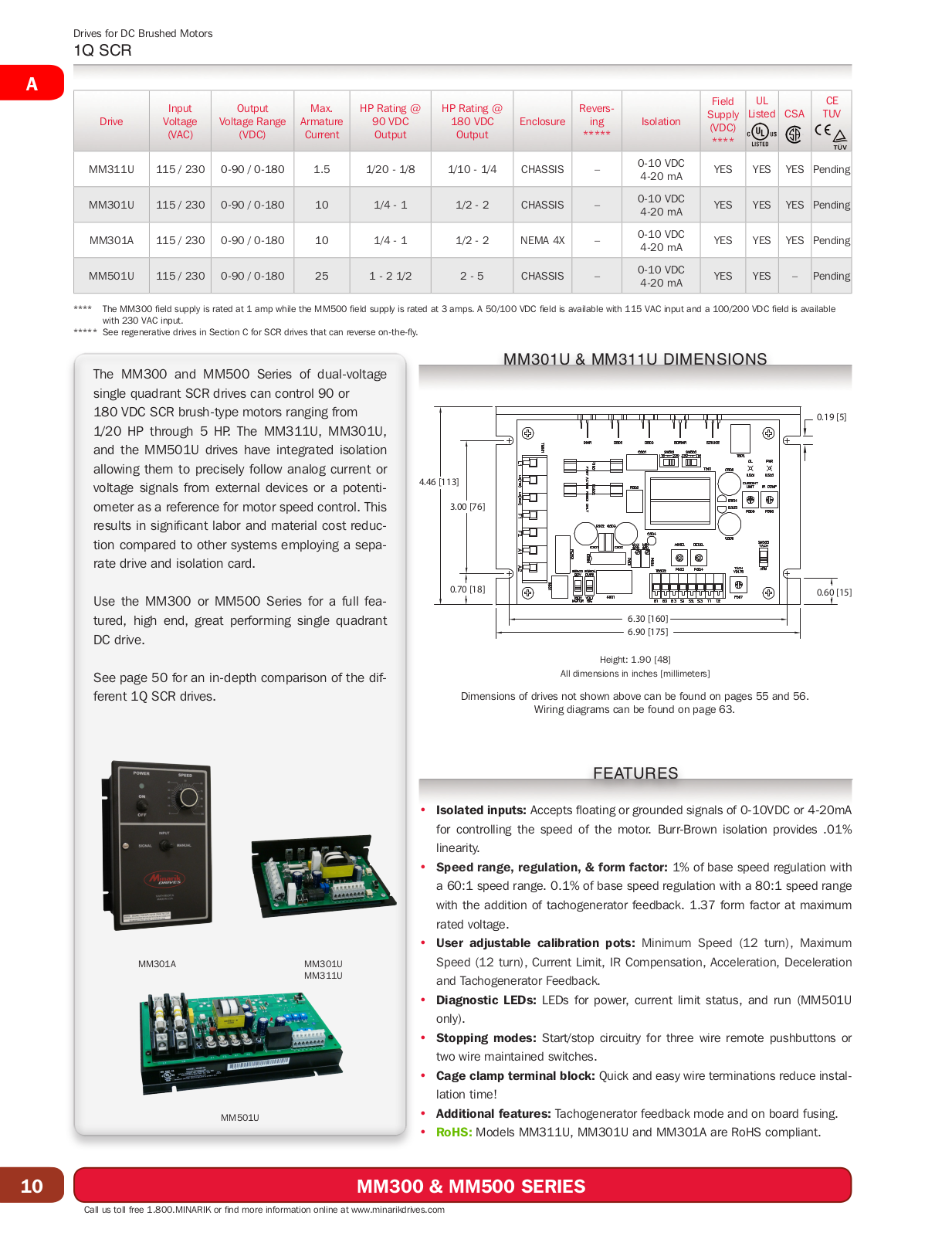 Minarik Drives MM300 SERIES, MM500 SERIES Catalog Page