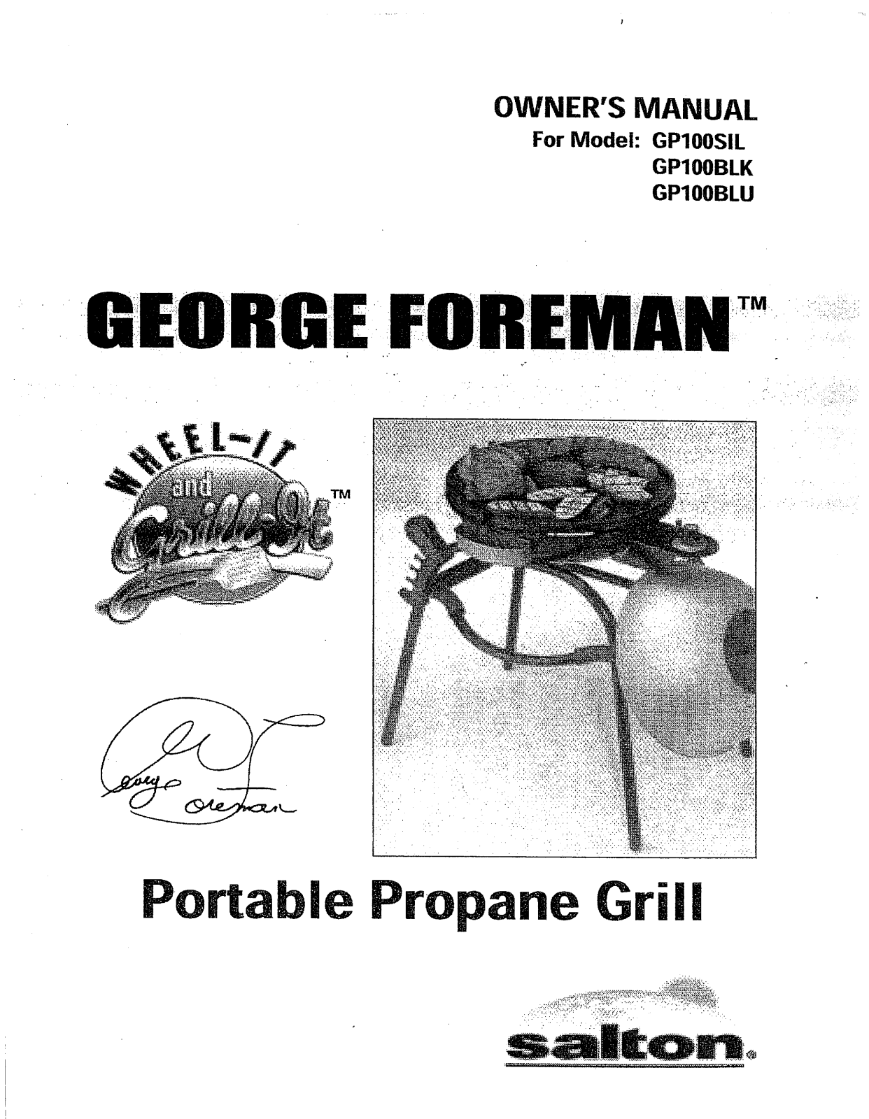 George Foreman Gp100sil, Gp100blu Owner's Manual