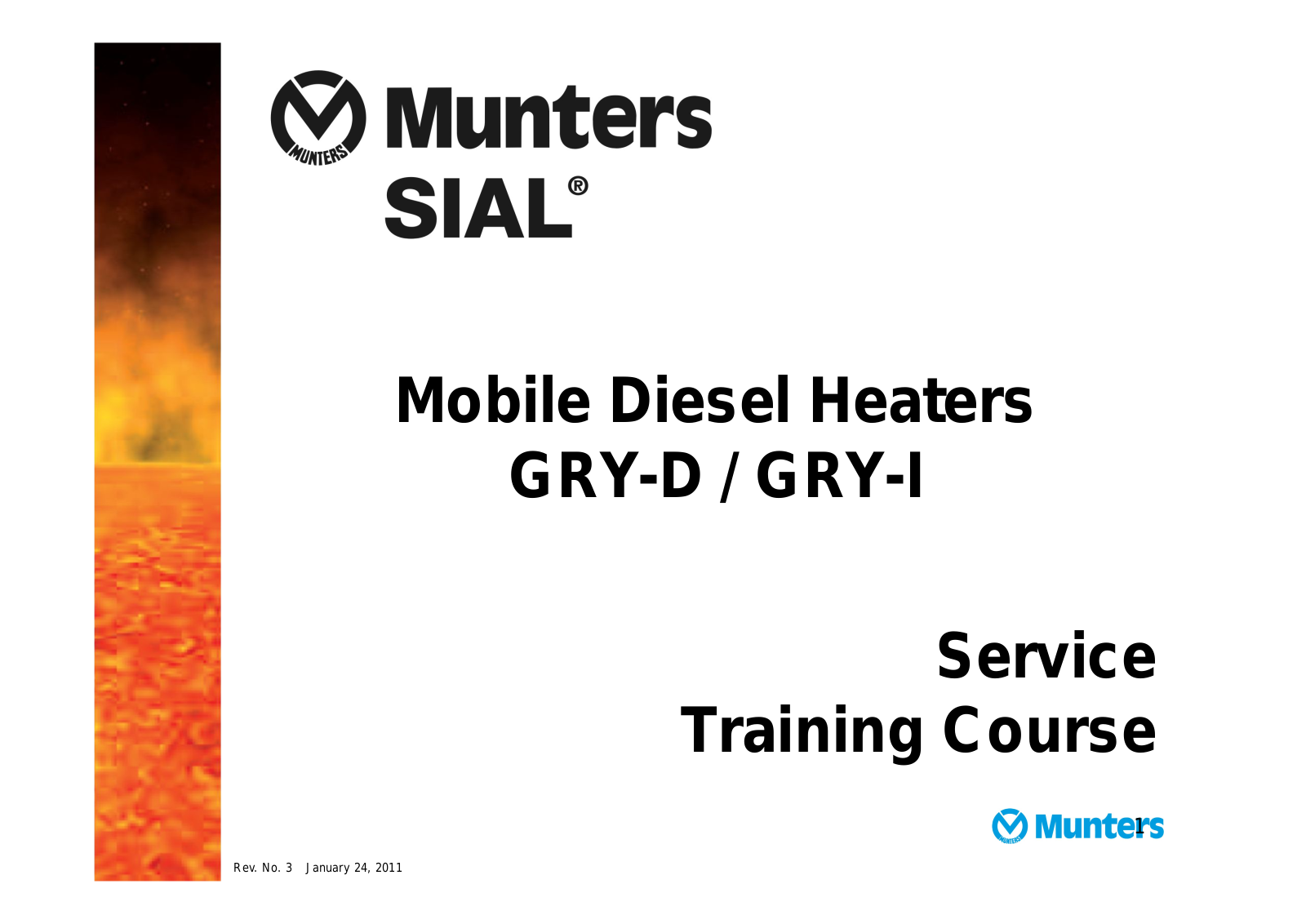 Munters GRYP 90 AP, GRYP 135 AP, GRYP 50, GRY-D 15 WU, GRY-D 20 HU Service Training Course