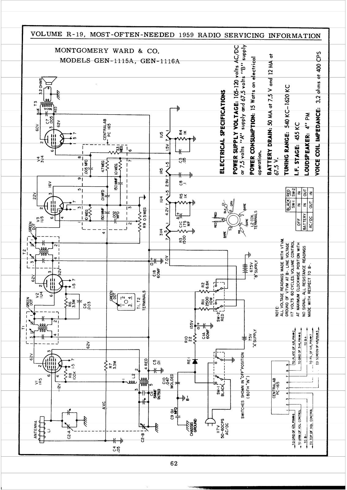 Montgomery GEN-1115A, GEN-1116A Schematic