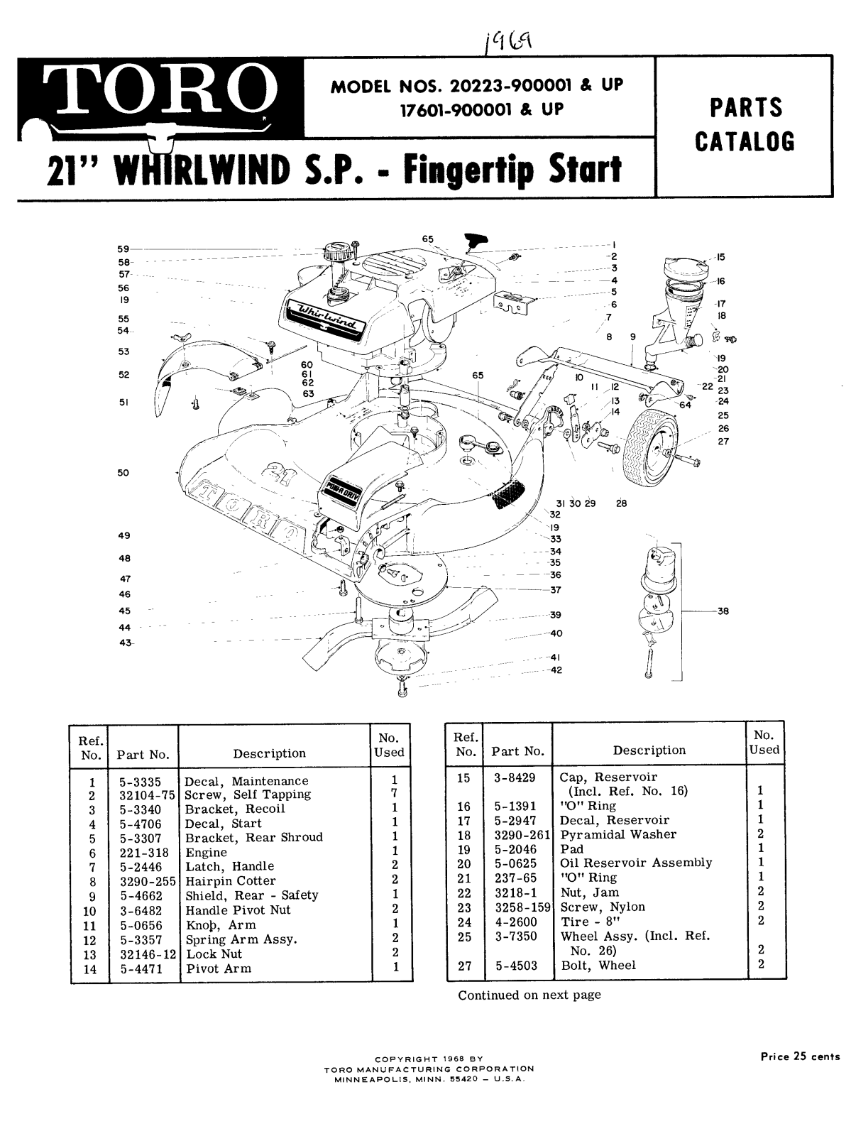 Toro 17601, 20223 Parts Catalogue