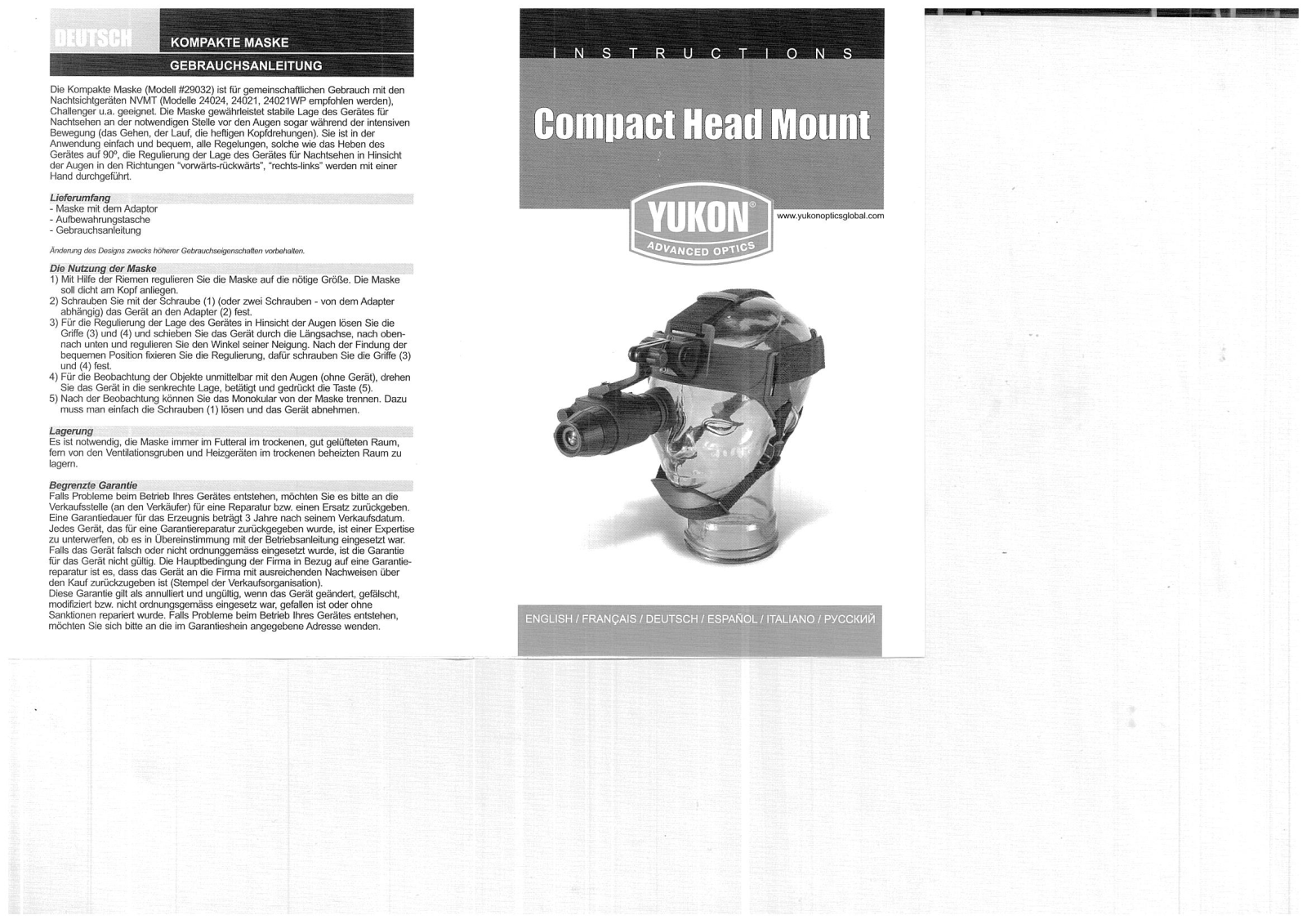 Yukon Compact Head Mount Operation Manual