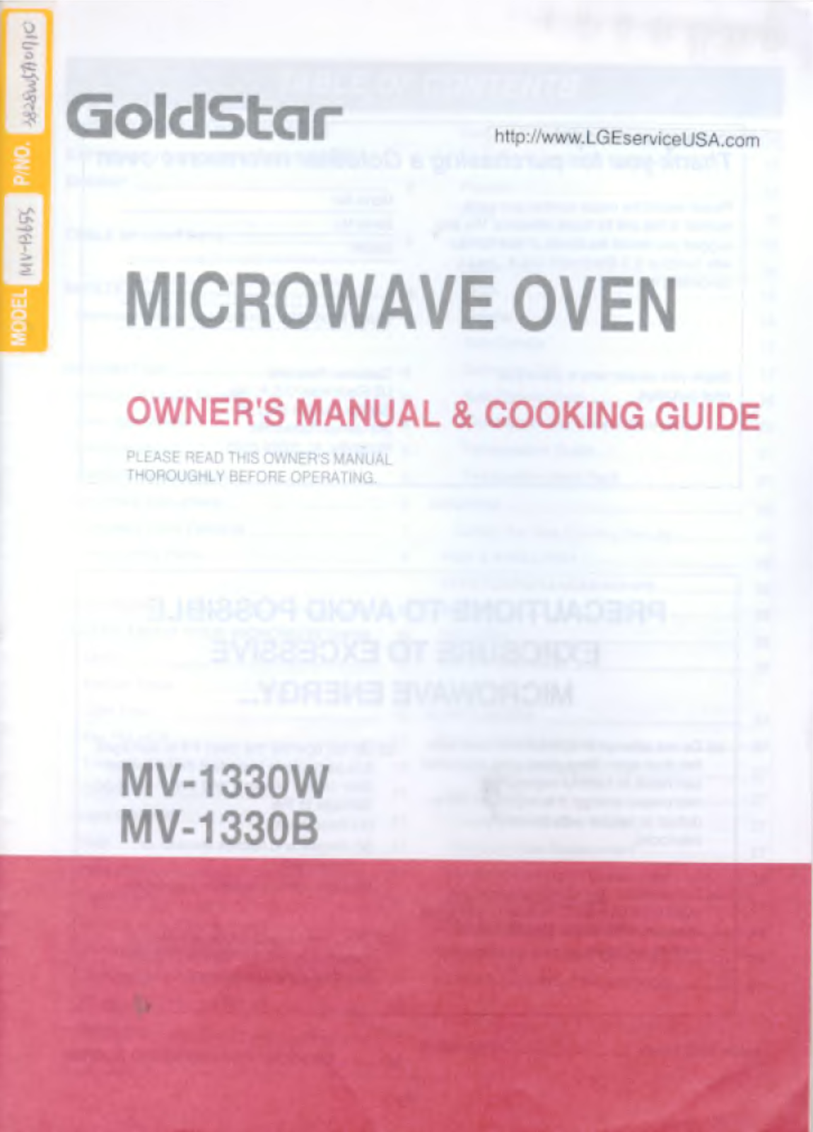 LG MV-1330W, MV-1330B User Manual