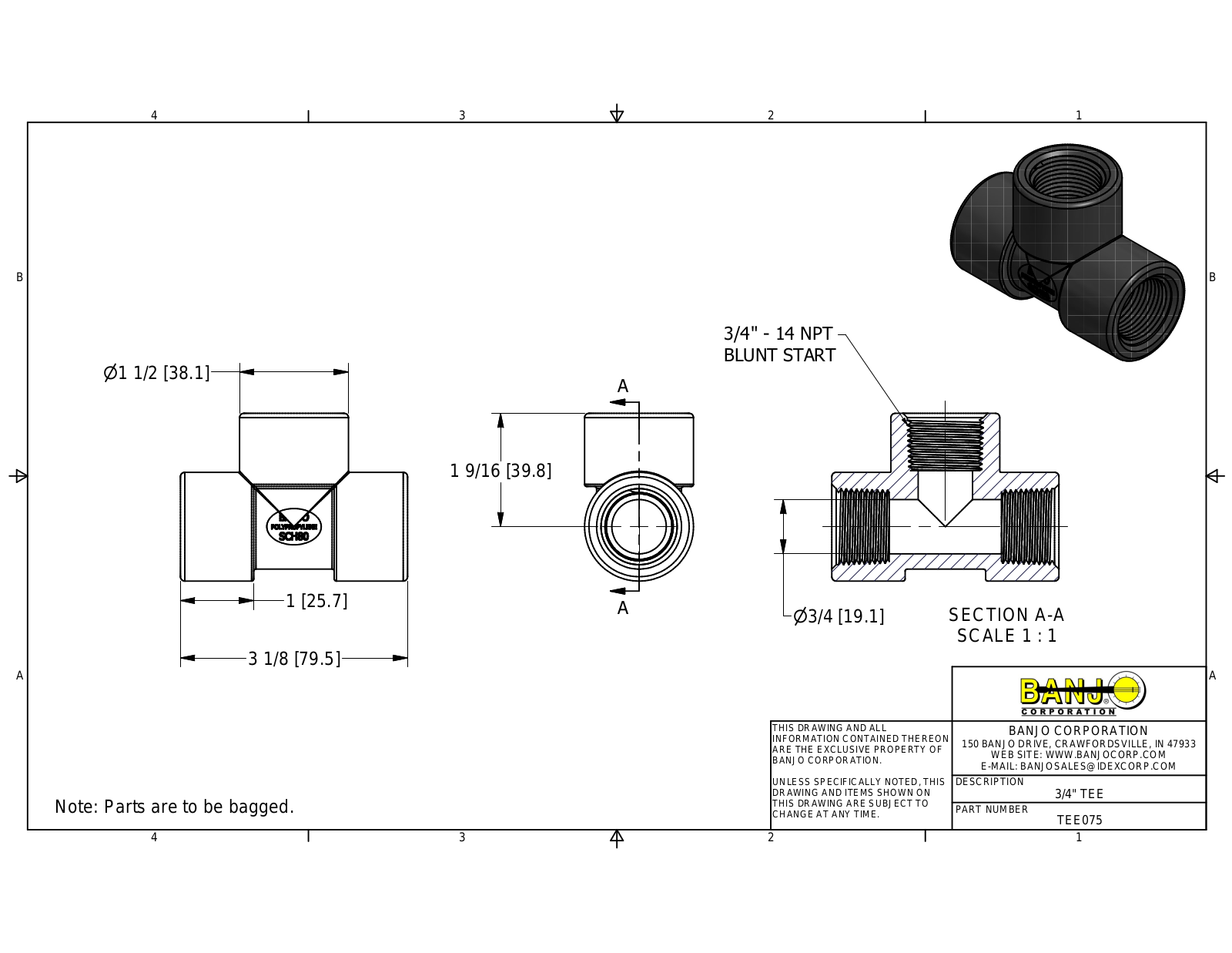 Banjo TEE075 Drawing - ManualMachine.com