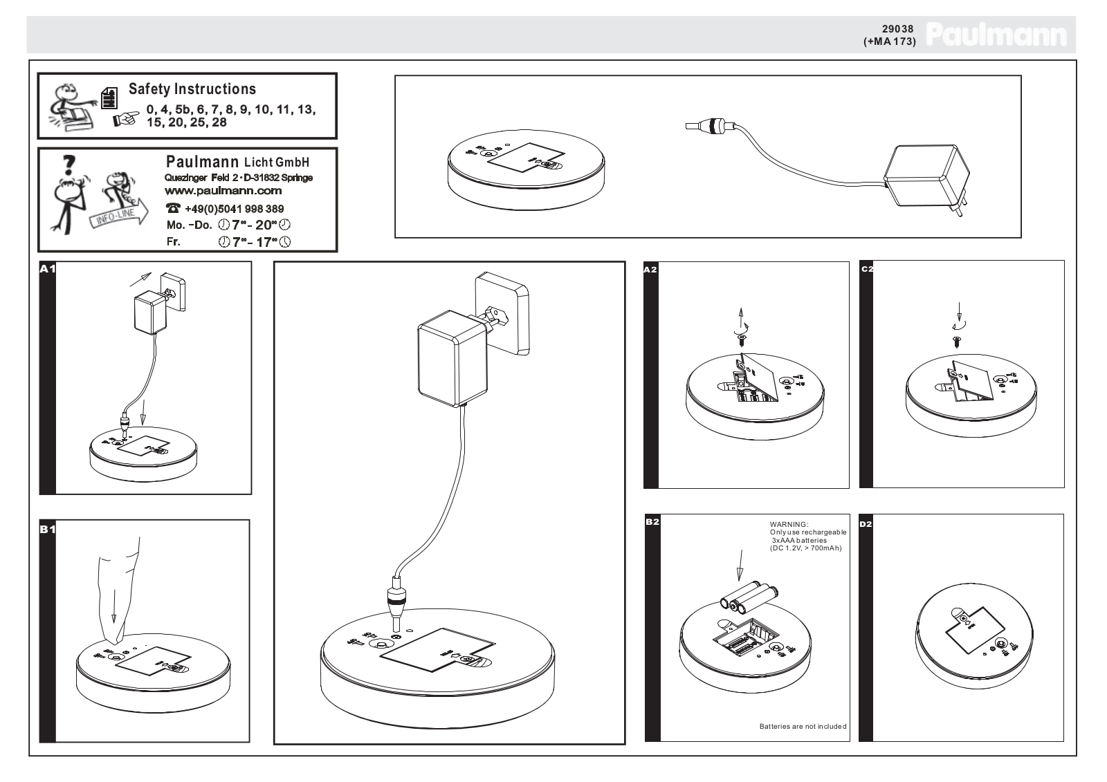 Paulmann 29038 Safety instructions