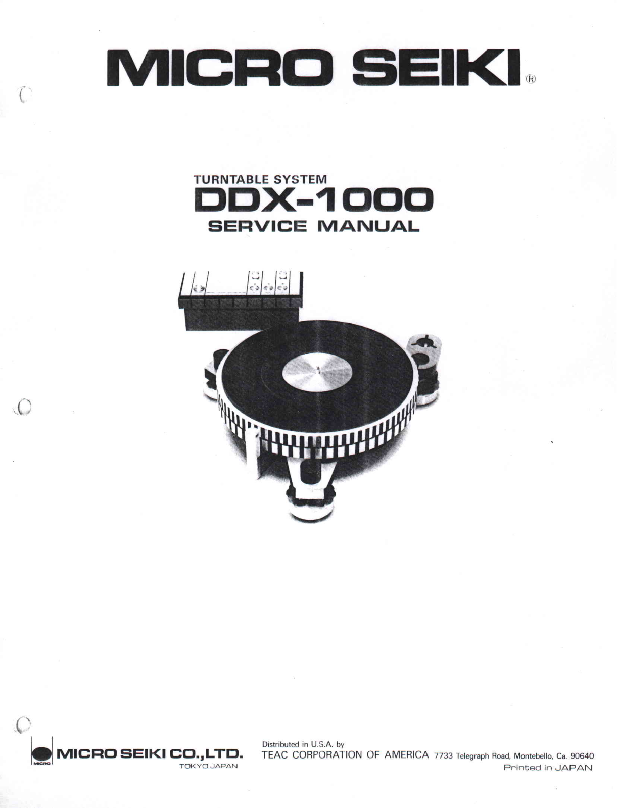 Micro Seiki DDX-1000 Service manual