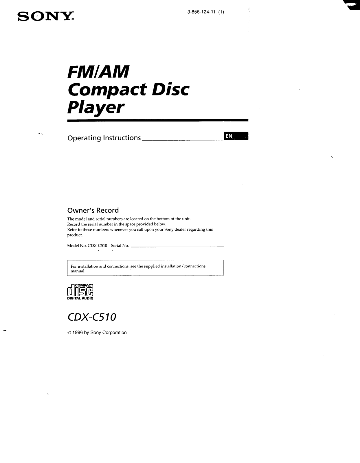 Sony CD-XC510 User Manual