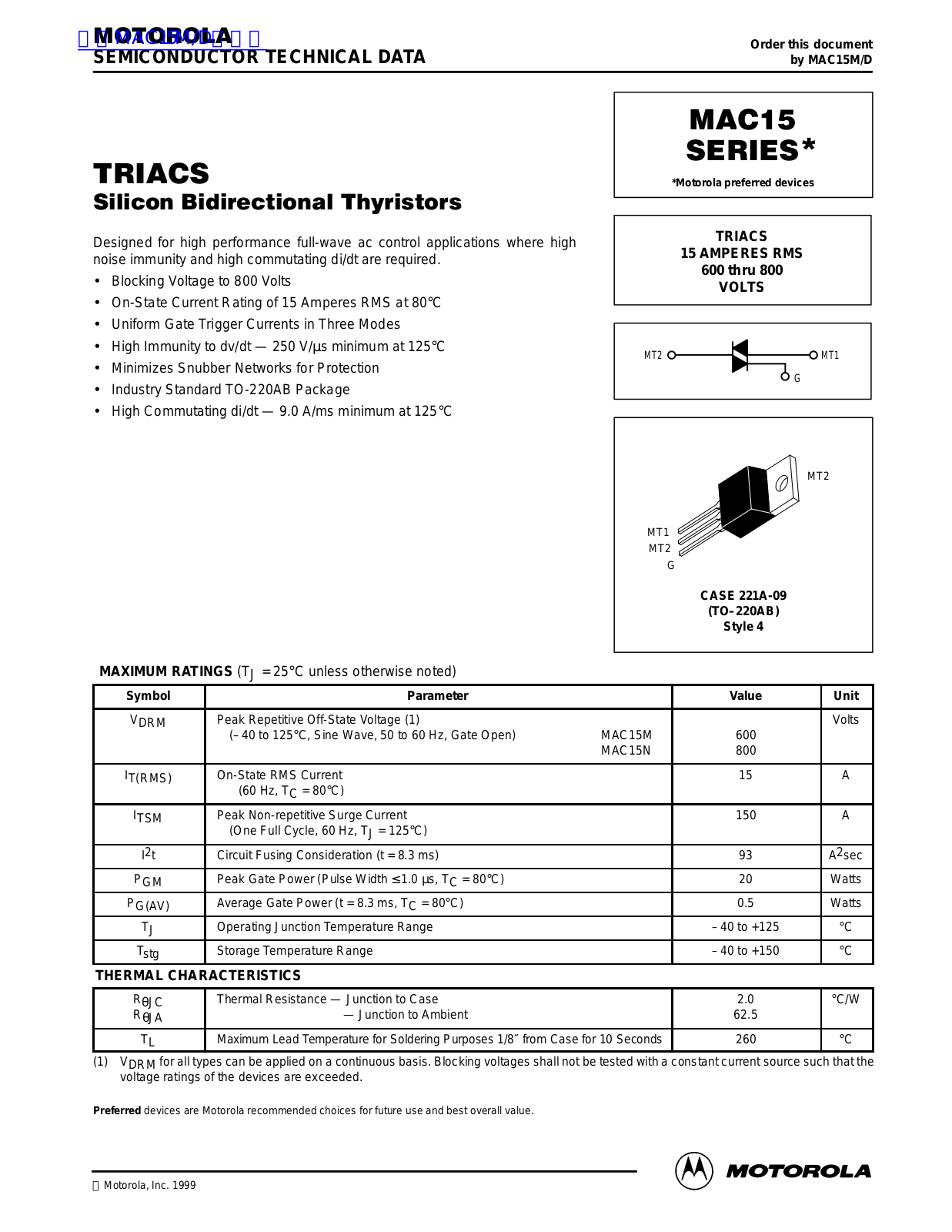 MOTOROLA MAC15 User Manual