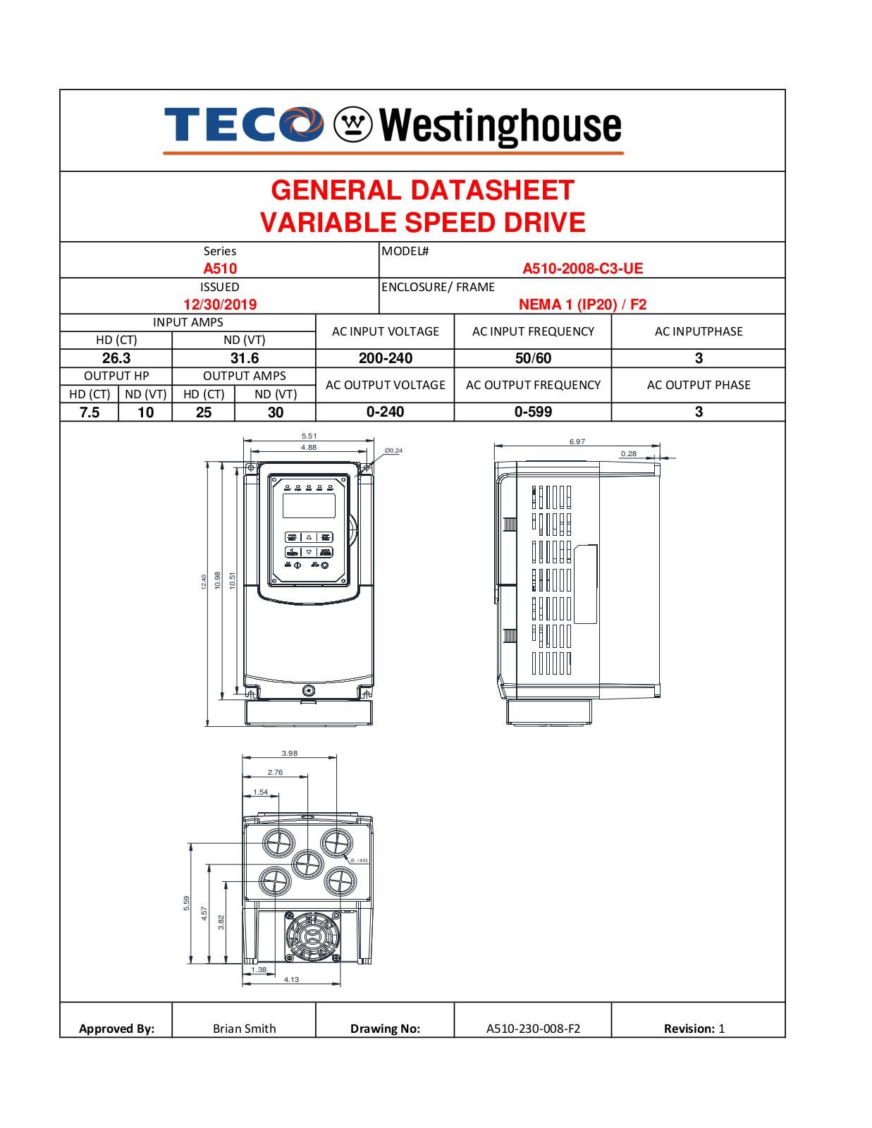 Teco A510-2008-C3-UE Data Sheet