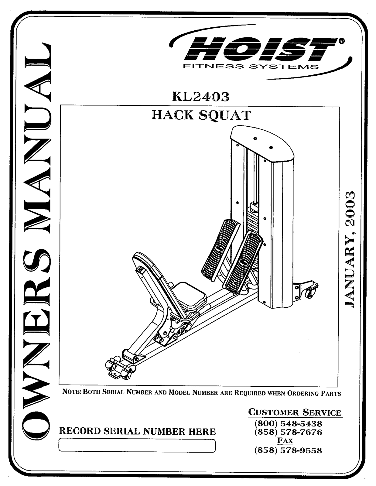 Hoist Fitness KL2403 User Manual