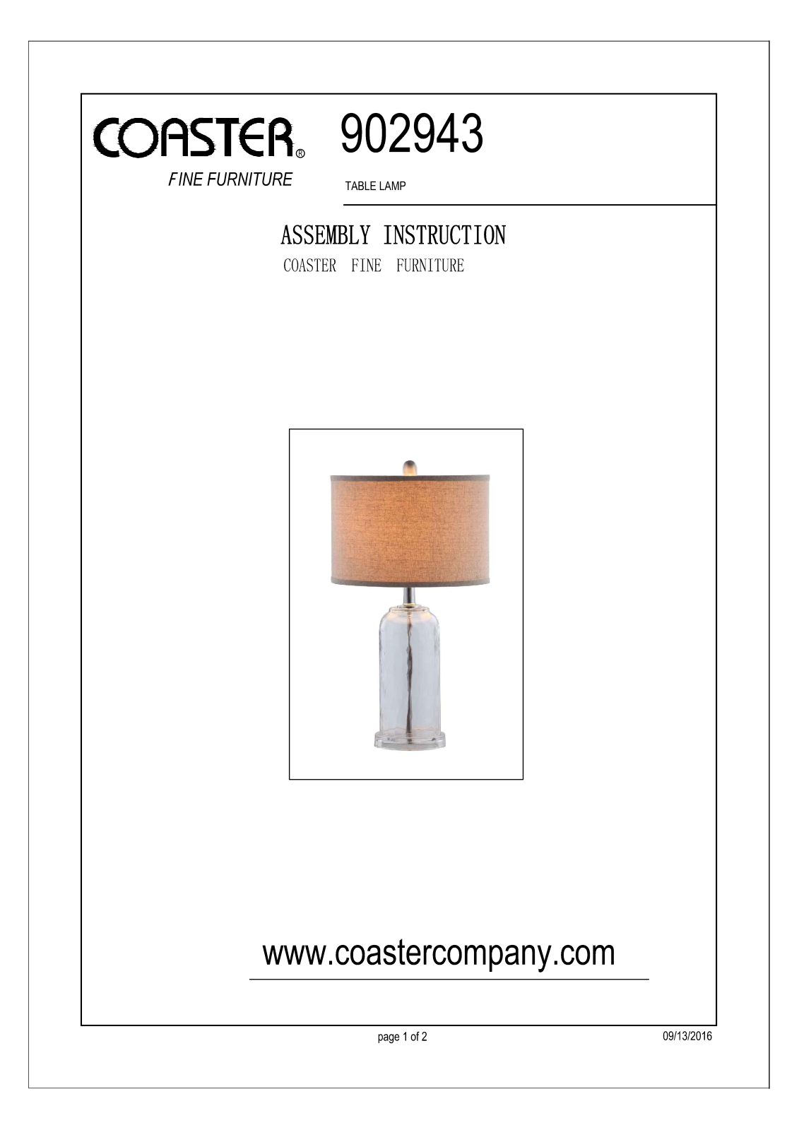 Coaster 902943 Assembly Guide