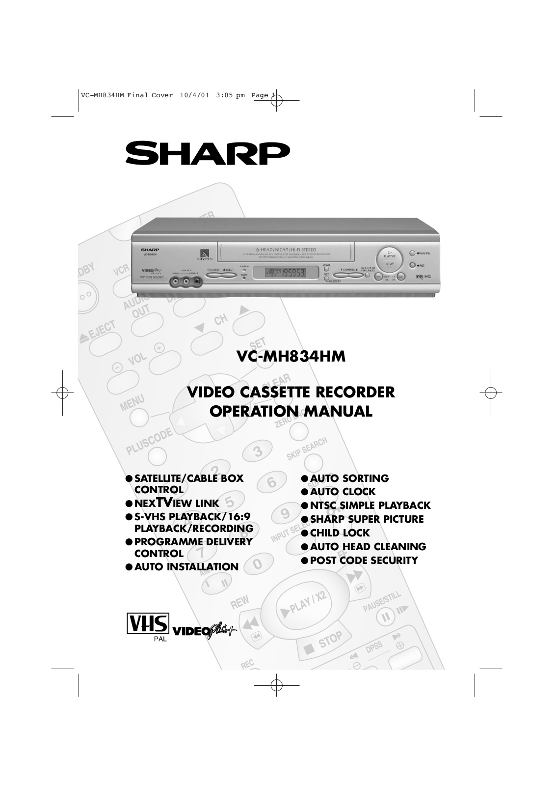 Sharp VCMH834 User Manual