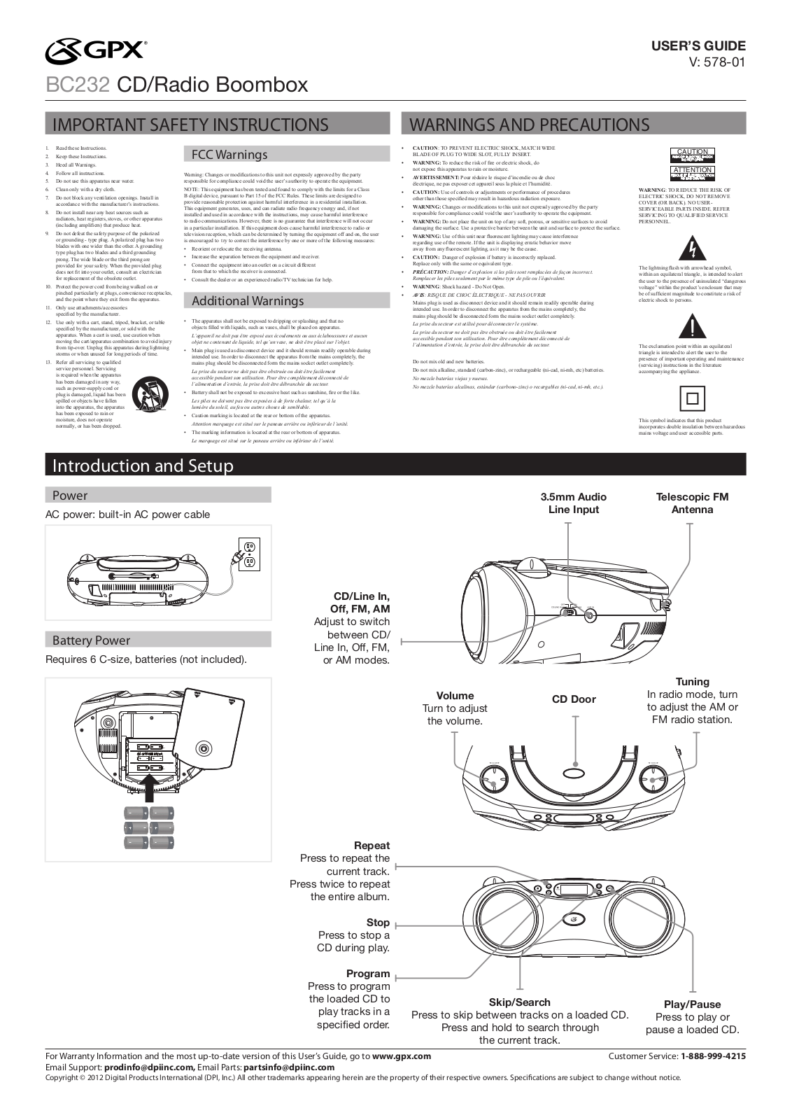 GPX BC232R User Manual