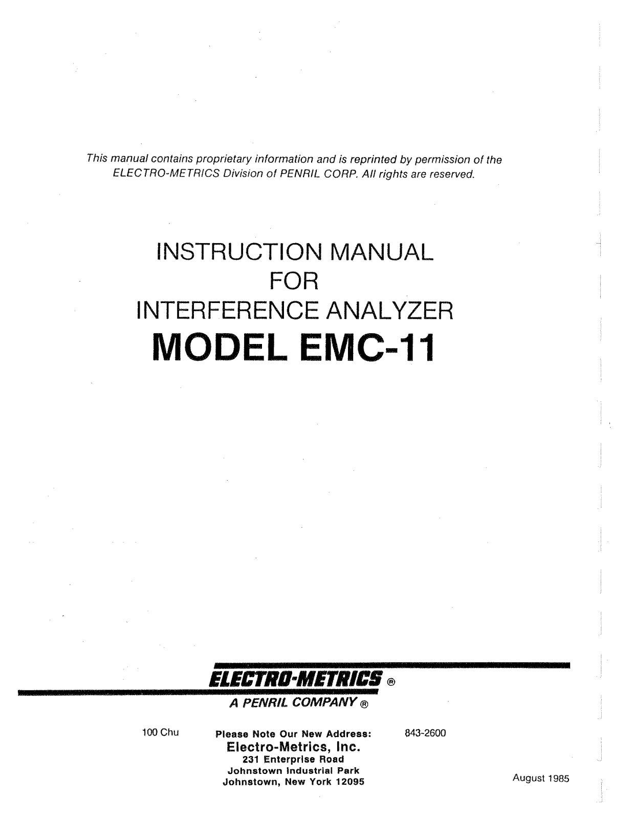 Electro-Metrics EMC-11 User Manual