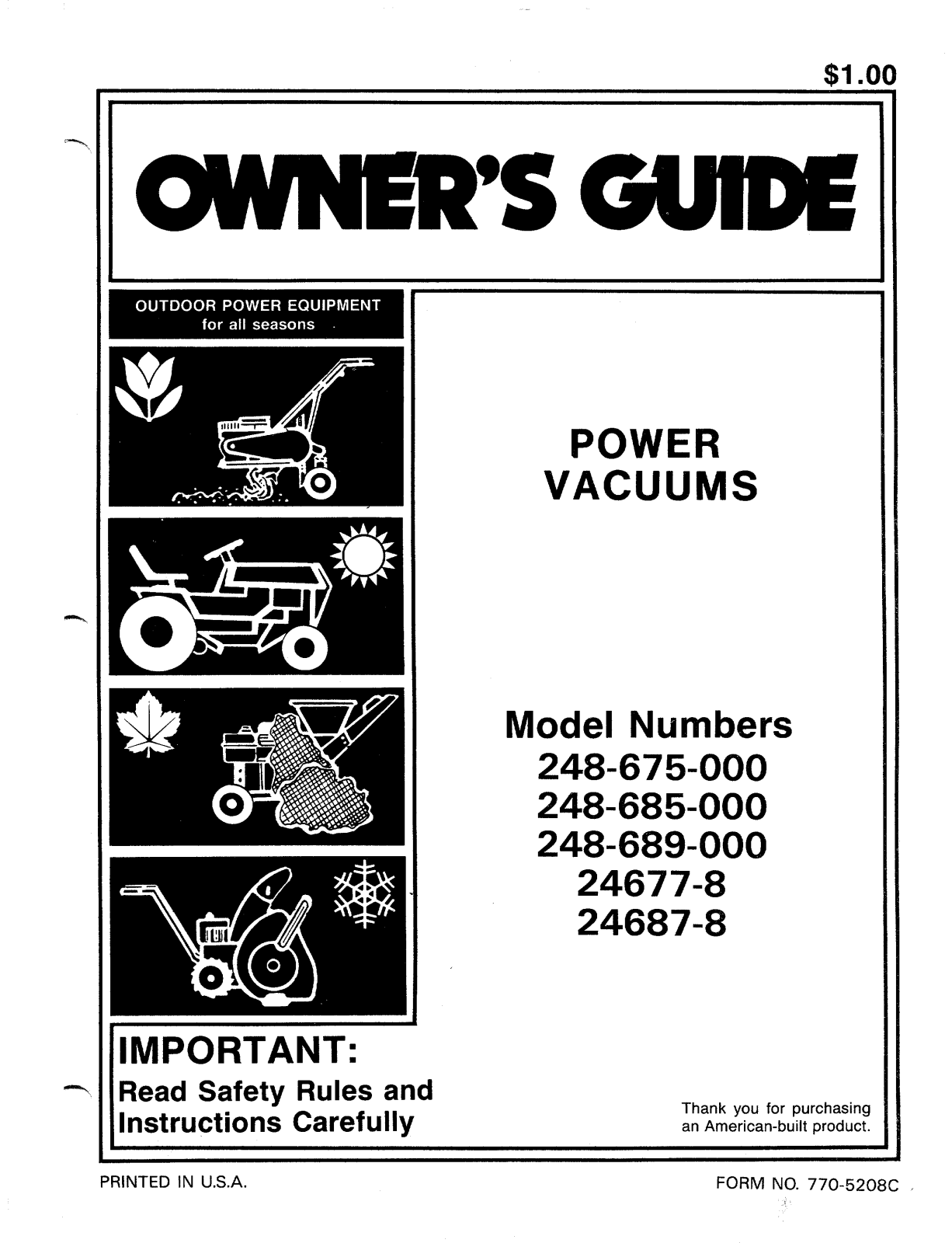 MTD 24687-8, 24677-8, 248-689-000, 248-675-000 User Manual