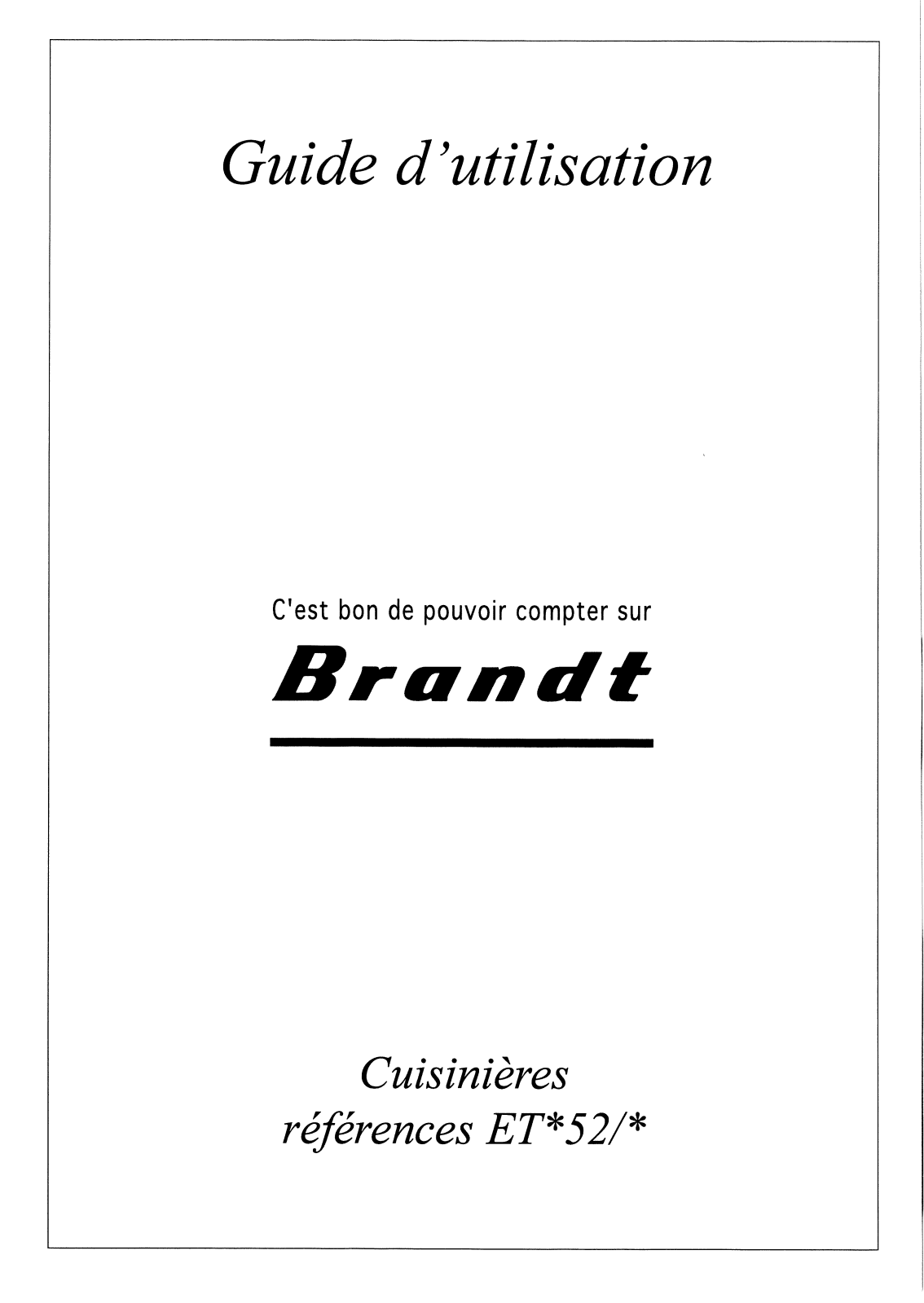 BRANDT ETB52 User Manual