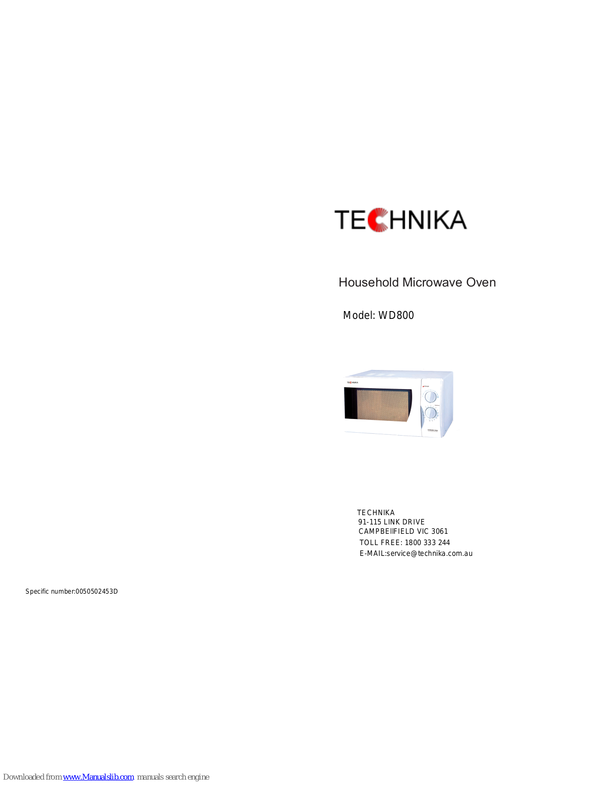 Technika WD800 Instructions For Use Manual