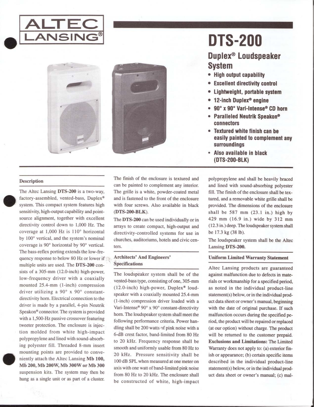 Altec lansing DTS200 User Manual