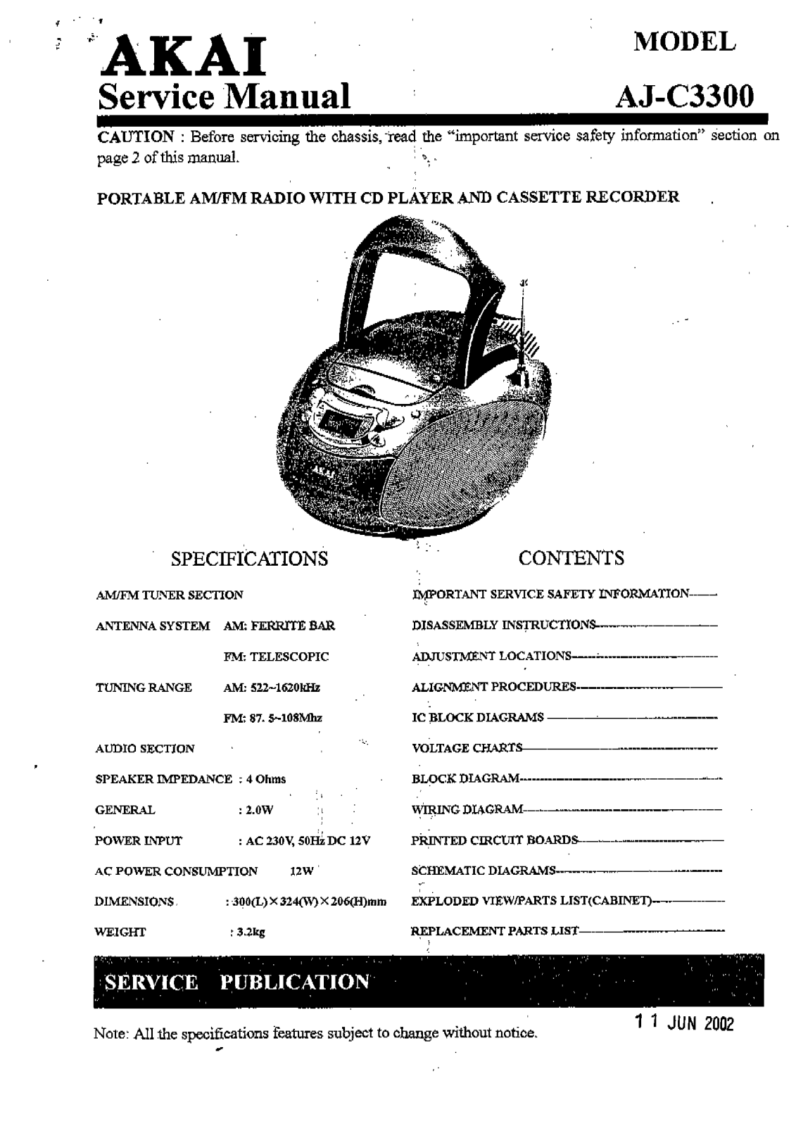 Akai AJC-3300 Service manual