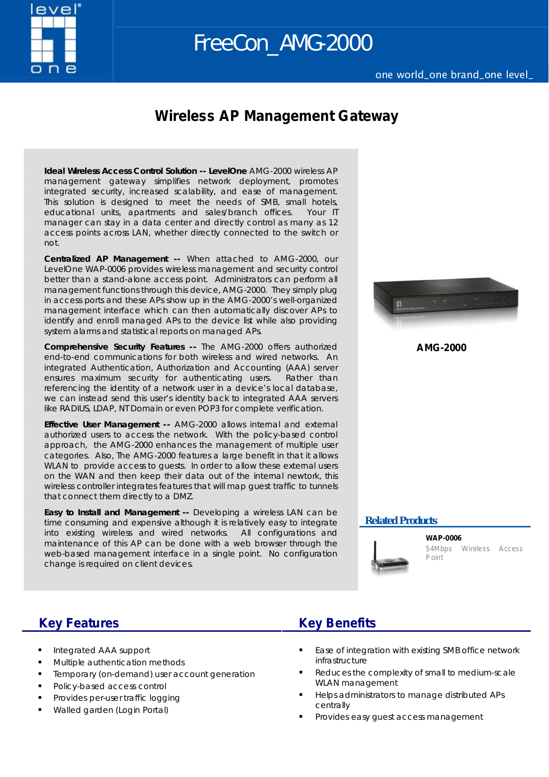 Level One AMG-2000 User Manual