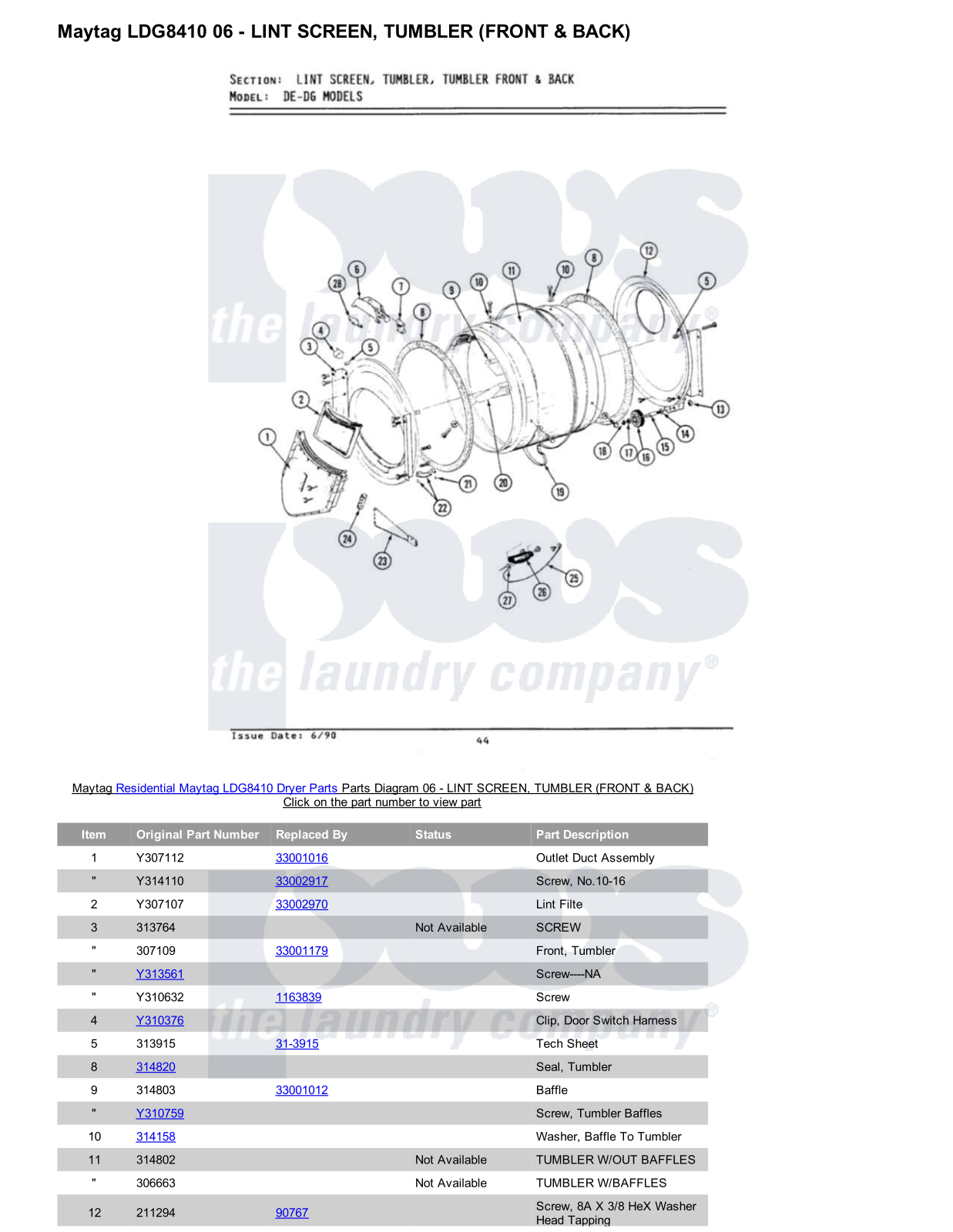 Maytag LDG8410 Parts Diagram