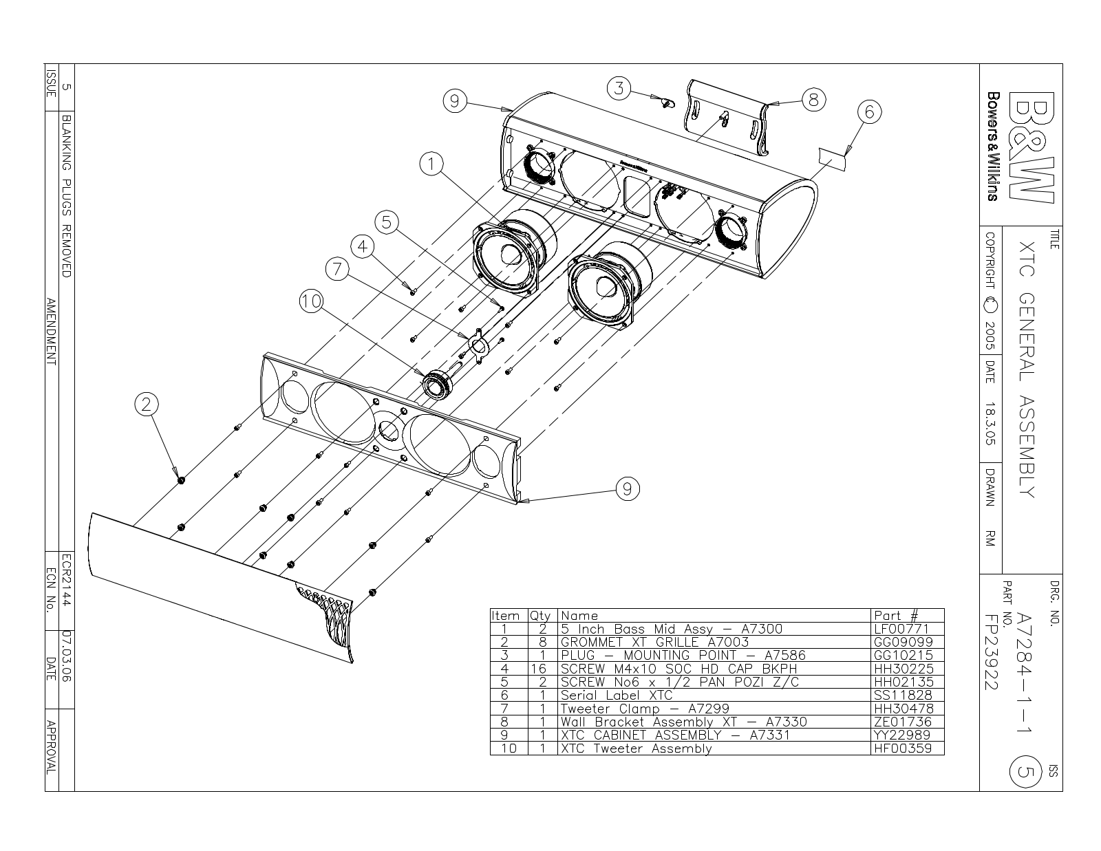 Bowers and Wilkins XTC Service manual