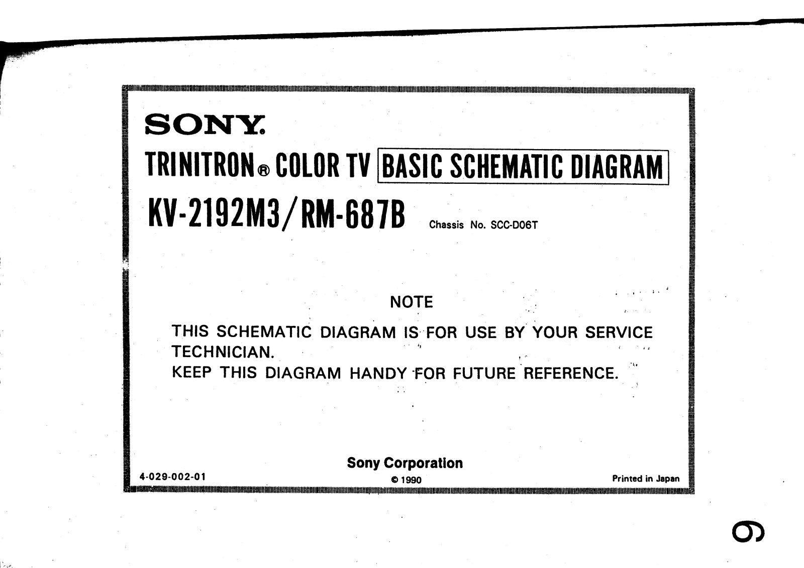 Sony KV-2192M3 Schematic