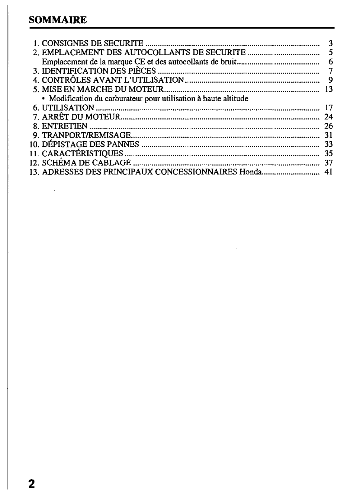 HONDA EX 7 User Manual