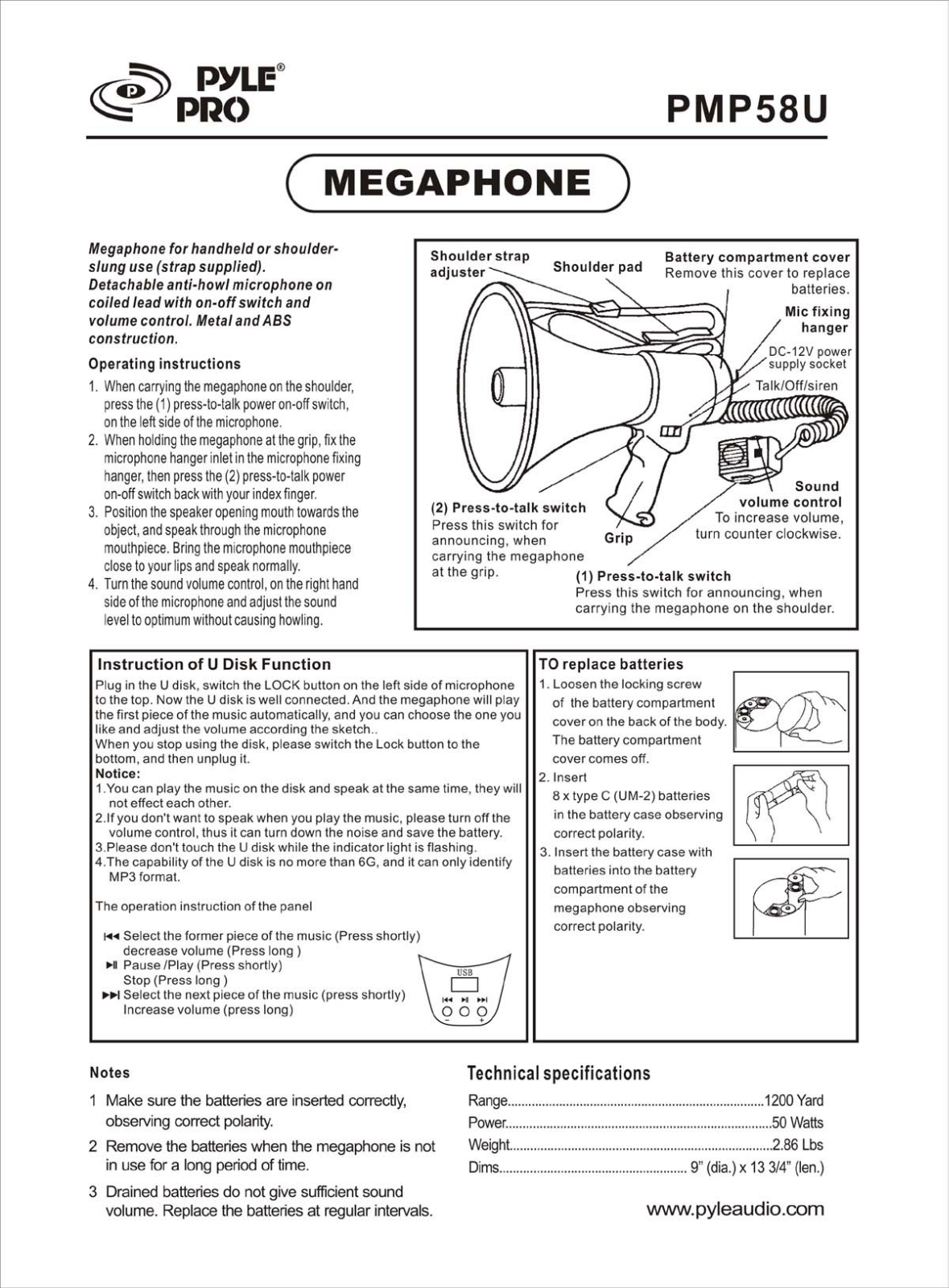 Pyle PMP58U User Manual