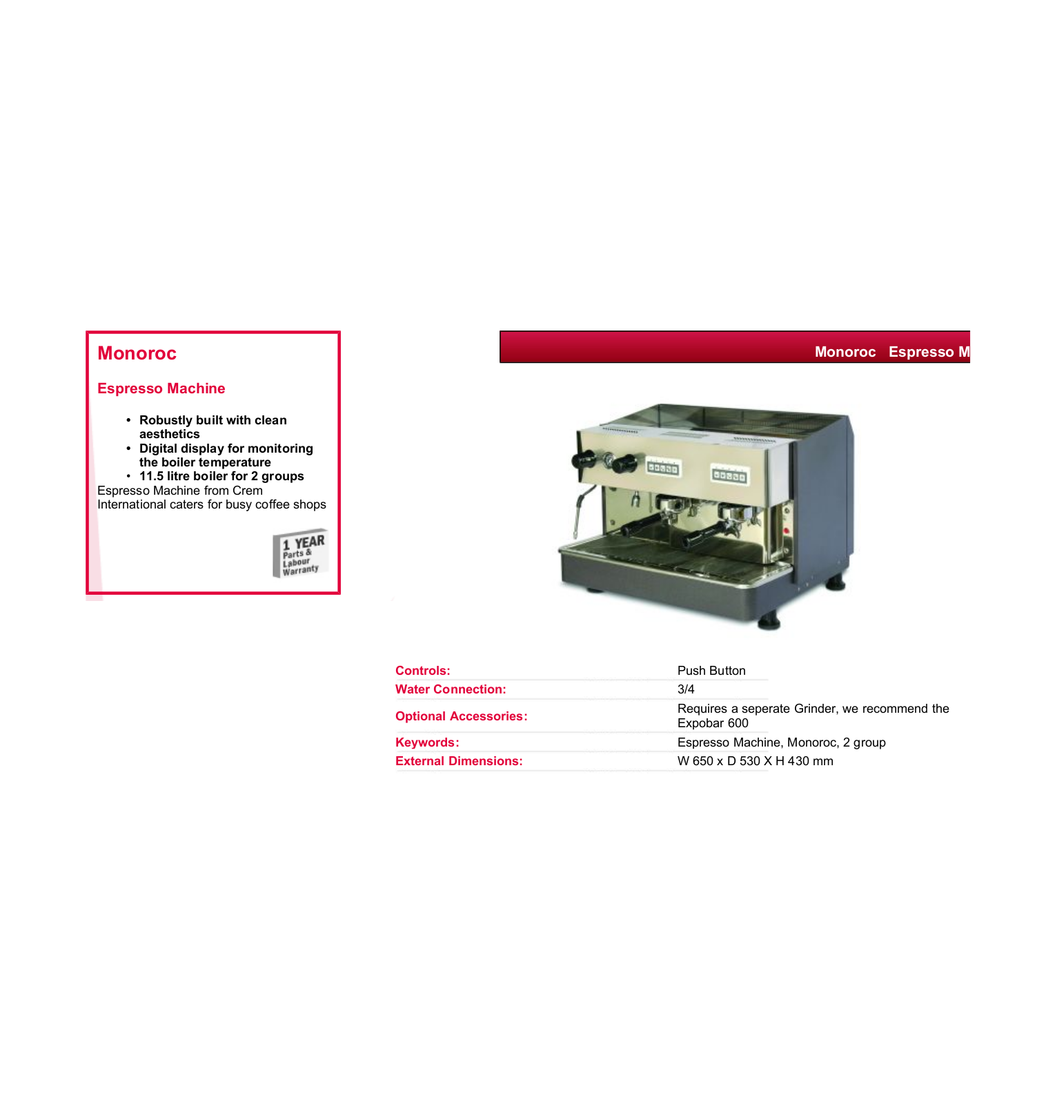 Valera MONOROC DATASHEET