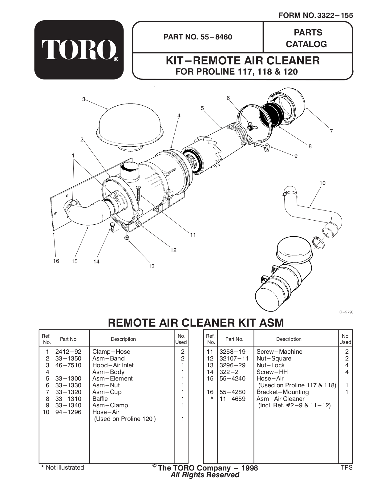 Toro 55-8460 Parts Catalogue