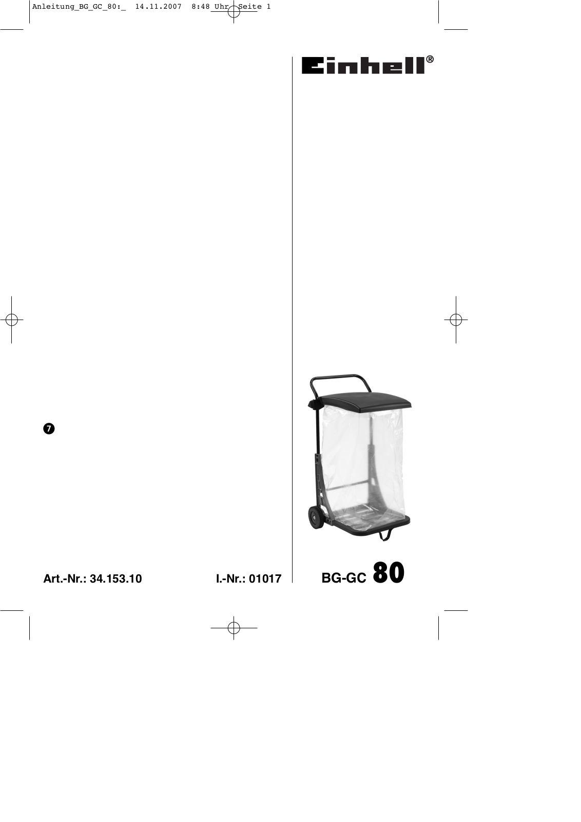 EINHELL BG-GC 80 User Manual